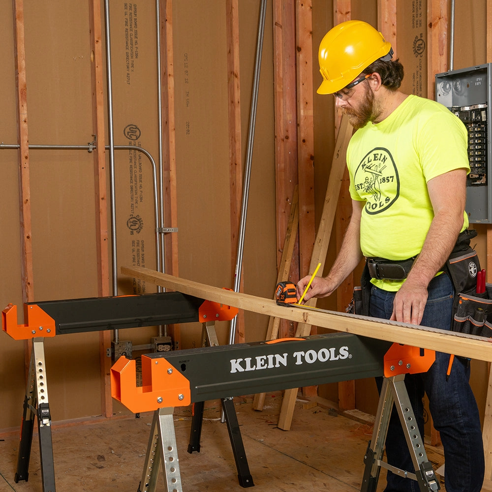 Klein Tools 66188 Adjustable-Leg Folding Saw Horse and Jobsite Table, 1-Pack