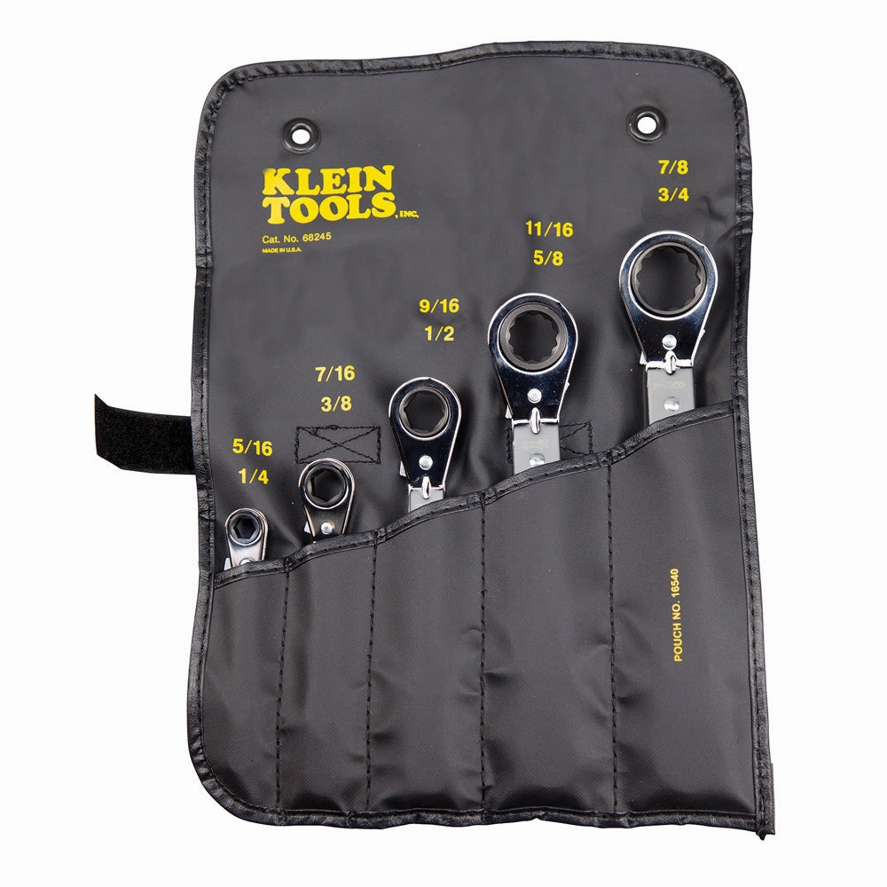 Klein Tools 68245 Reversible Ratcheting Box Wrench Set, 5-Piece