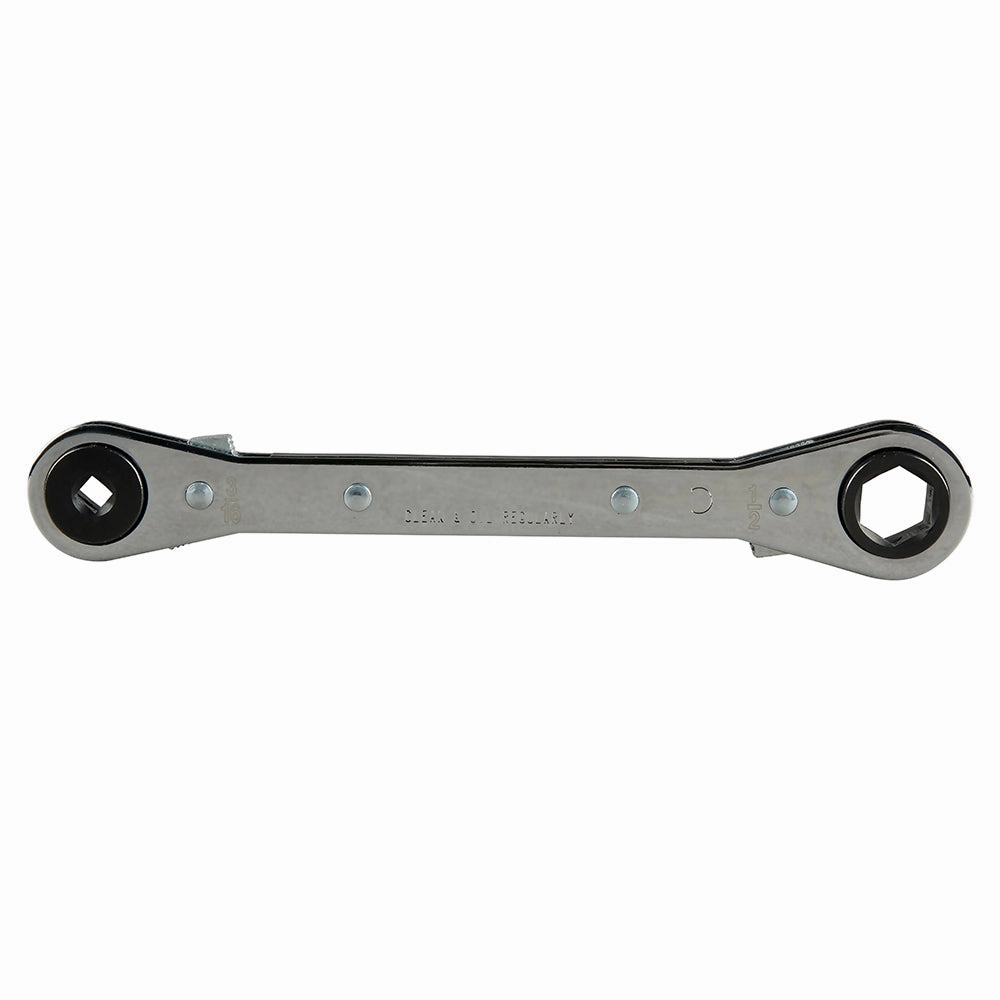 Klein Tools 68309 3/16'' and 1/4'' Sq. & 1/2'' and 9/16'' Hex Ratcheting Refrigeration Wrench
