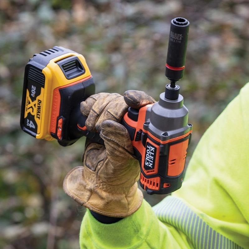 Klein Tools BAT20CW Battery-Operated Compact Impact Wrench, 1/2-Inch Detent Pin, Tool Only