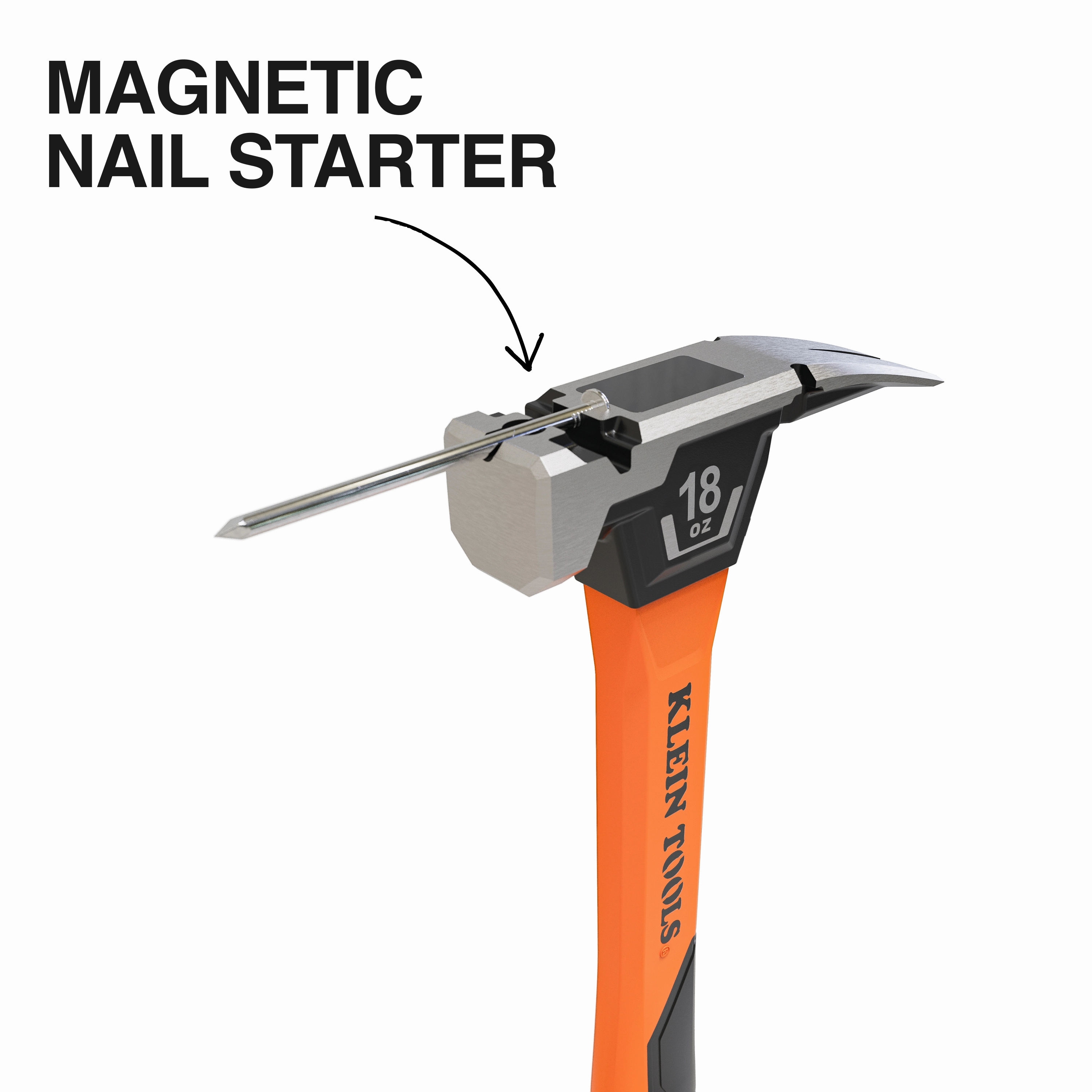 Klein Tools H80918 Smooth Face Fiberglass Hammer, 18-Ounce
