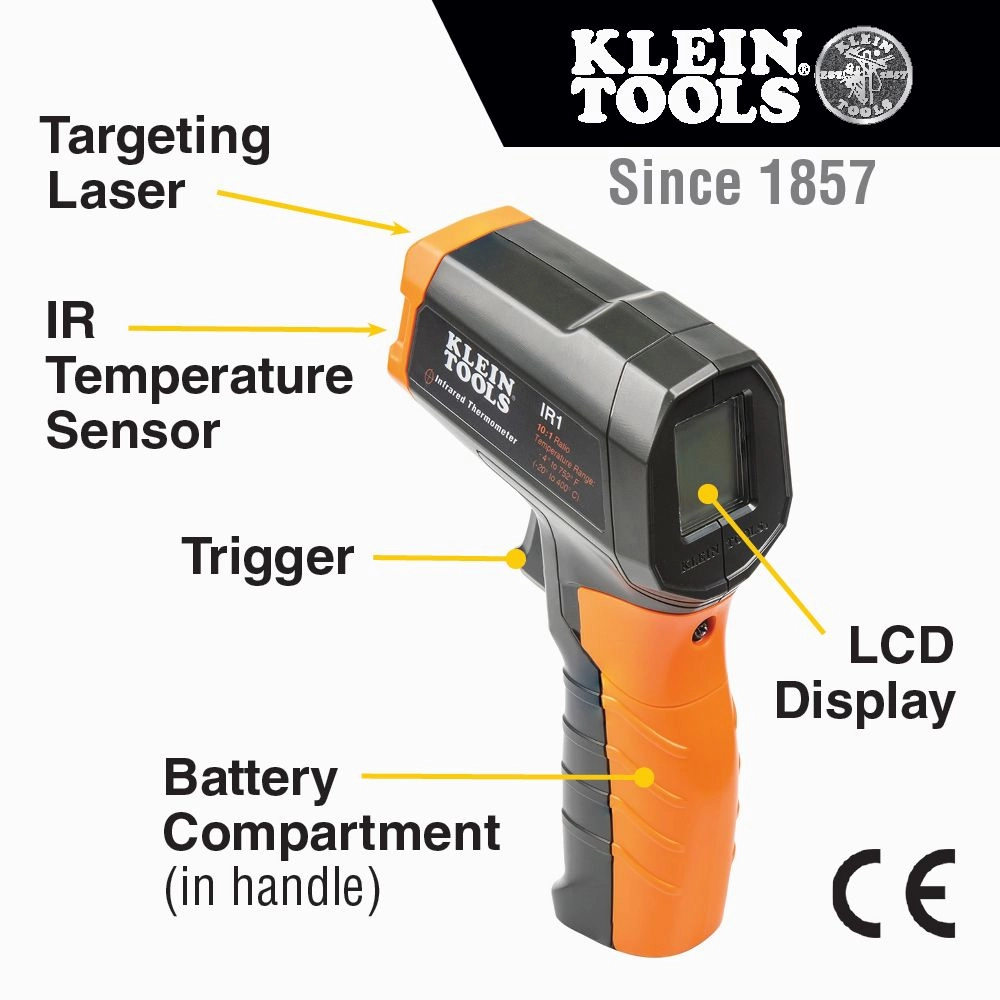 Klein Tools IR1 Infrared Digital Thermometer with Targeting Laser