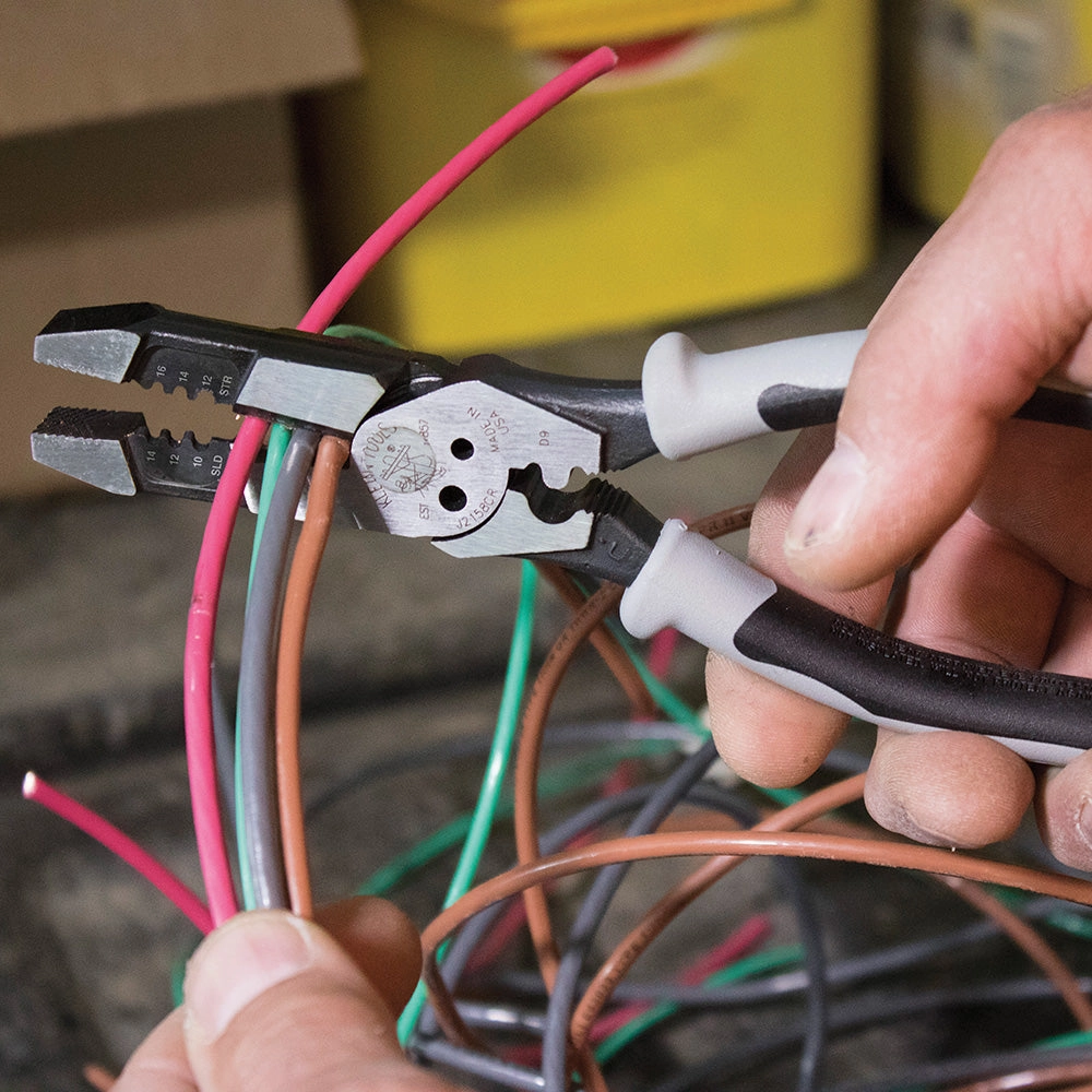 Klein Tools J215-8CR Pliers, Hybrid Multi Purpose Tool with Crimper, Bolt Shearing Holes and Stripper