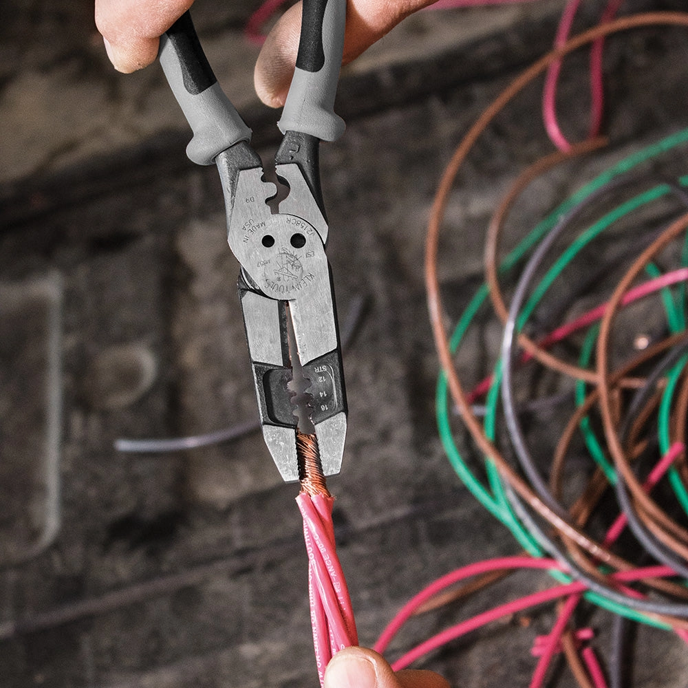 Klein Tools J215-8CR Pliers, Hybrid Multi Purpose Tool with Crimper, Bolt Shearing Holes and Stripper
