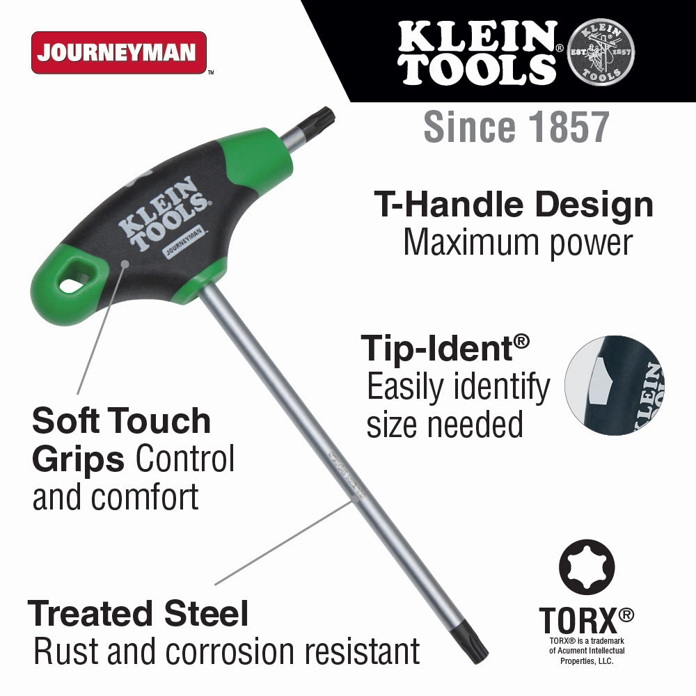 Klein Tools JTH6T10 Journeyman T-Handle TORX Hex Key, 6" x T10
