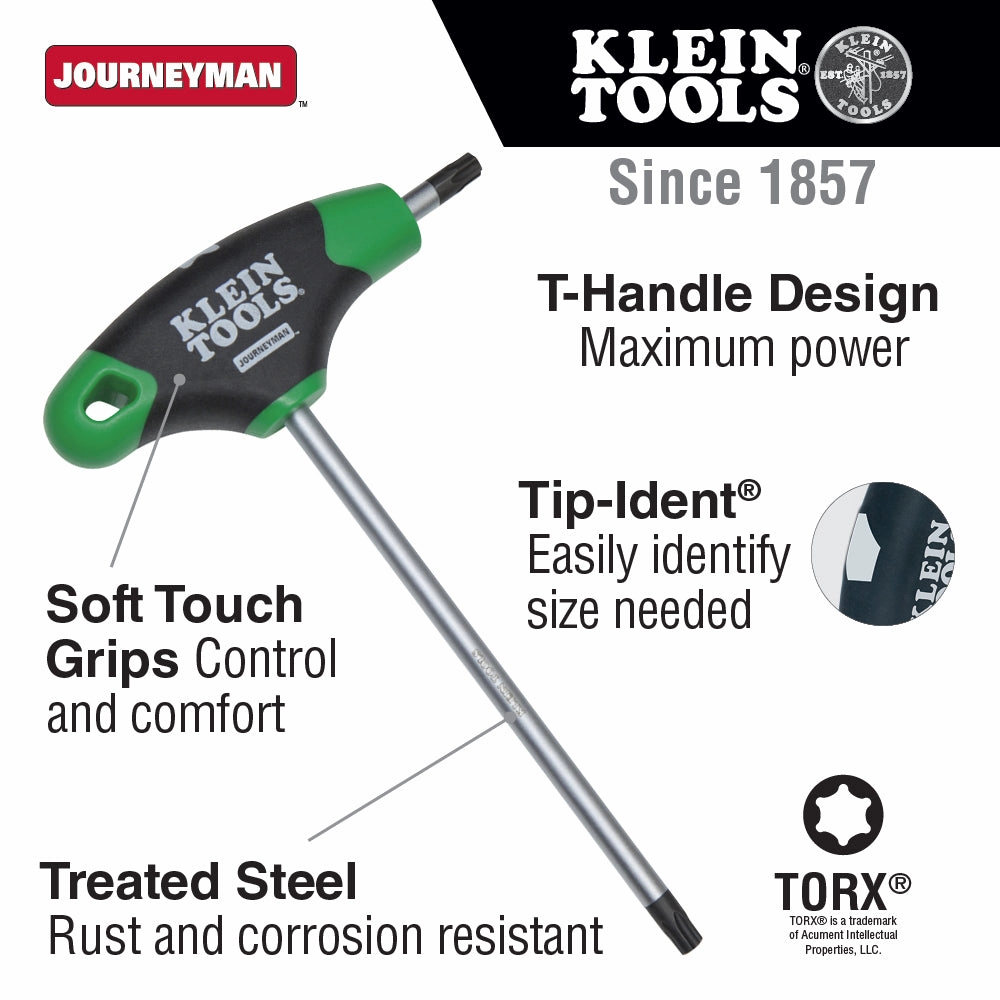 Klein Tools JTH6T25 Journeyman T-Handle TORX Hex Key, 6" x T25