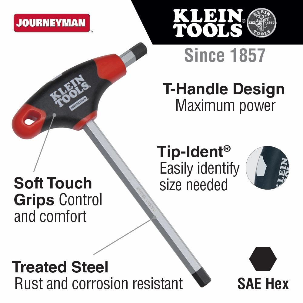 Klein Tools JTH9E12 Journeyman T-Handle Hex Key, 9" x 7/32"