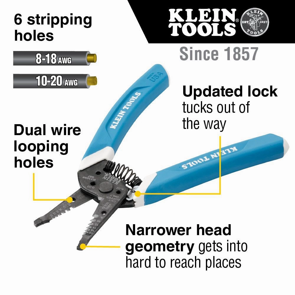 Klein Tools K11095 Klein-Kurve Wire Stripper / Cutter, 8-20 AWG