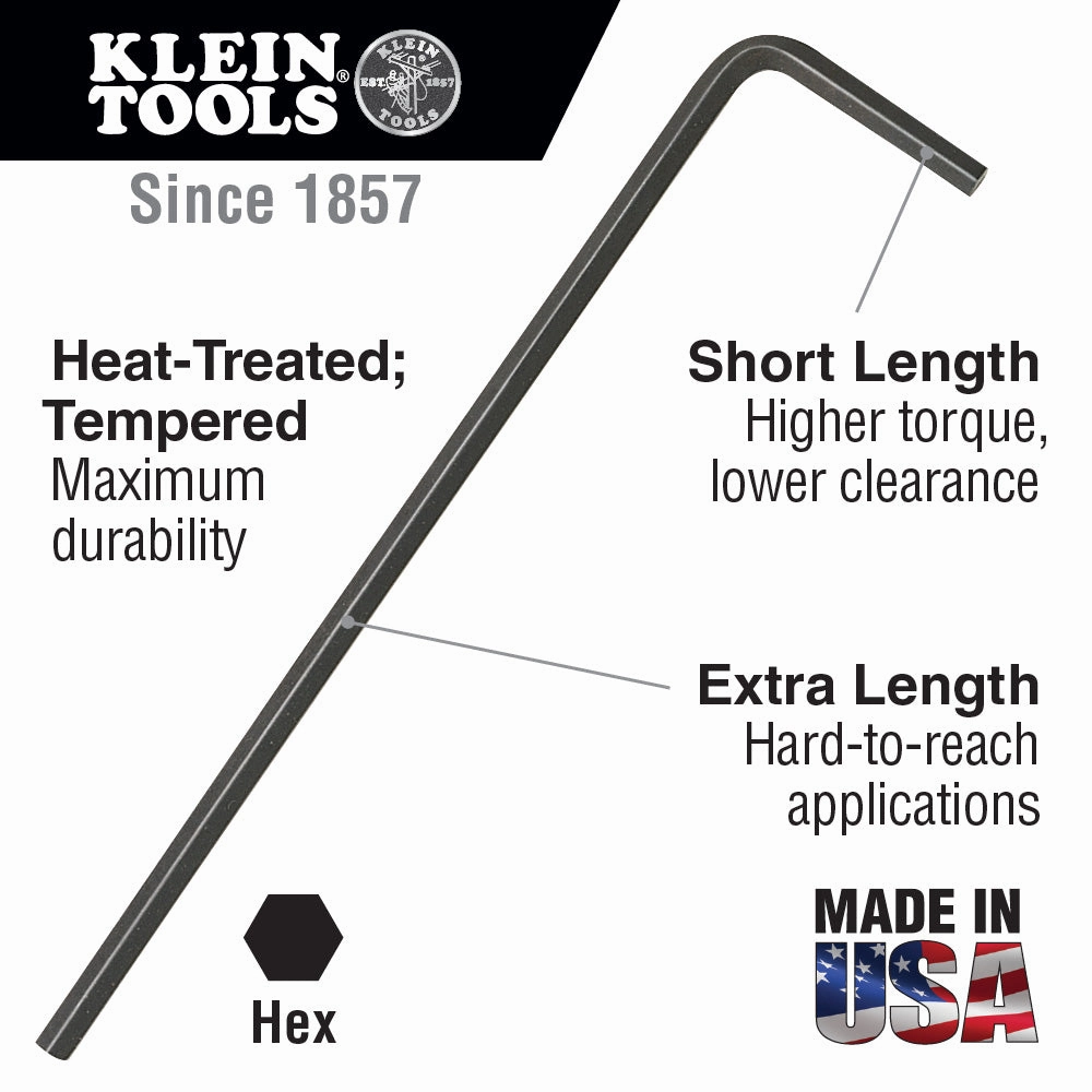 Klein Tools LLM25 Long Arm Hex Key, 2.5 mm