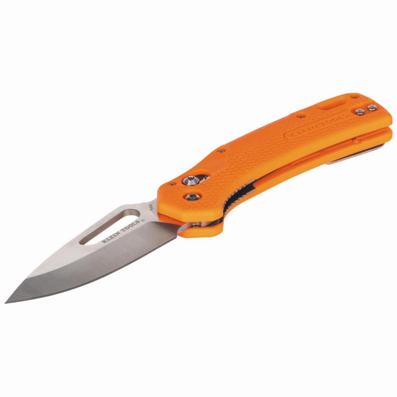 Klein Tools OFK000ORT KTO Resurgence Fishing Pocket Knife, Drop Point Blade, Orange Handle