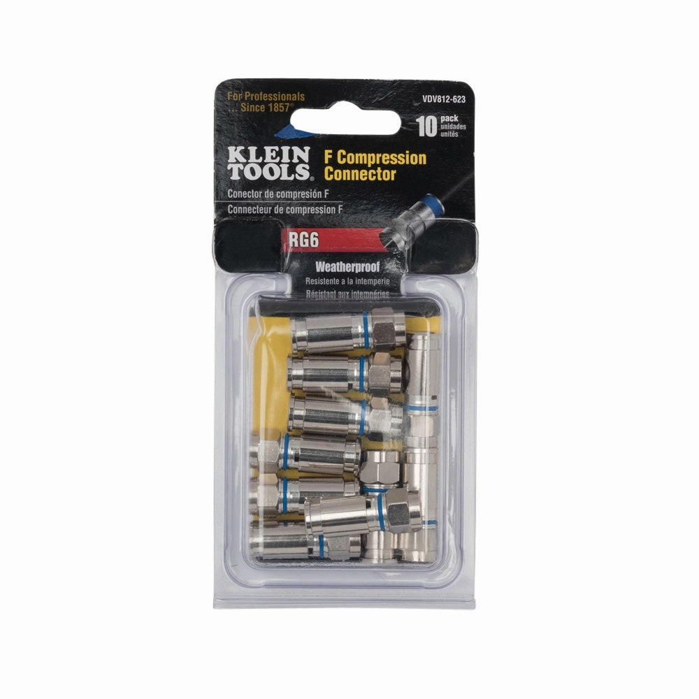 Klein Tools VDV812-623 Weatherproof F-Compression Connectors RG6, 10-Pack