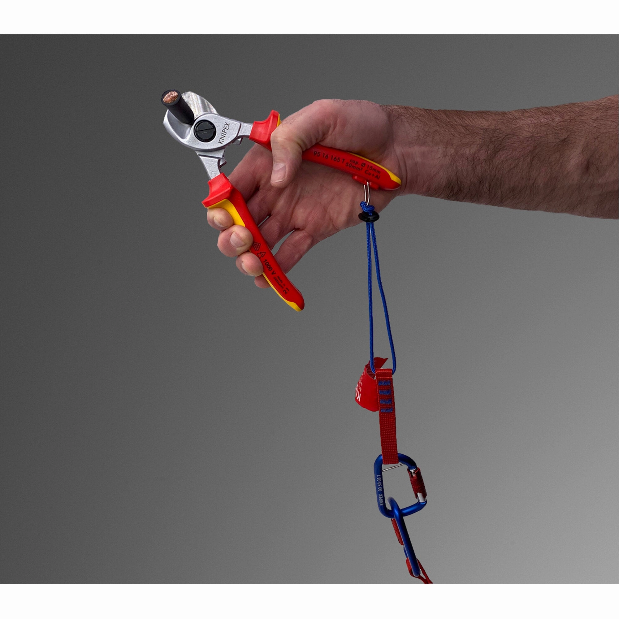 Knipex 00 50 06 T BKA 13" Tool Tethering Adaptor Straps with Captive Eye Carabiner