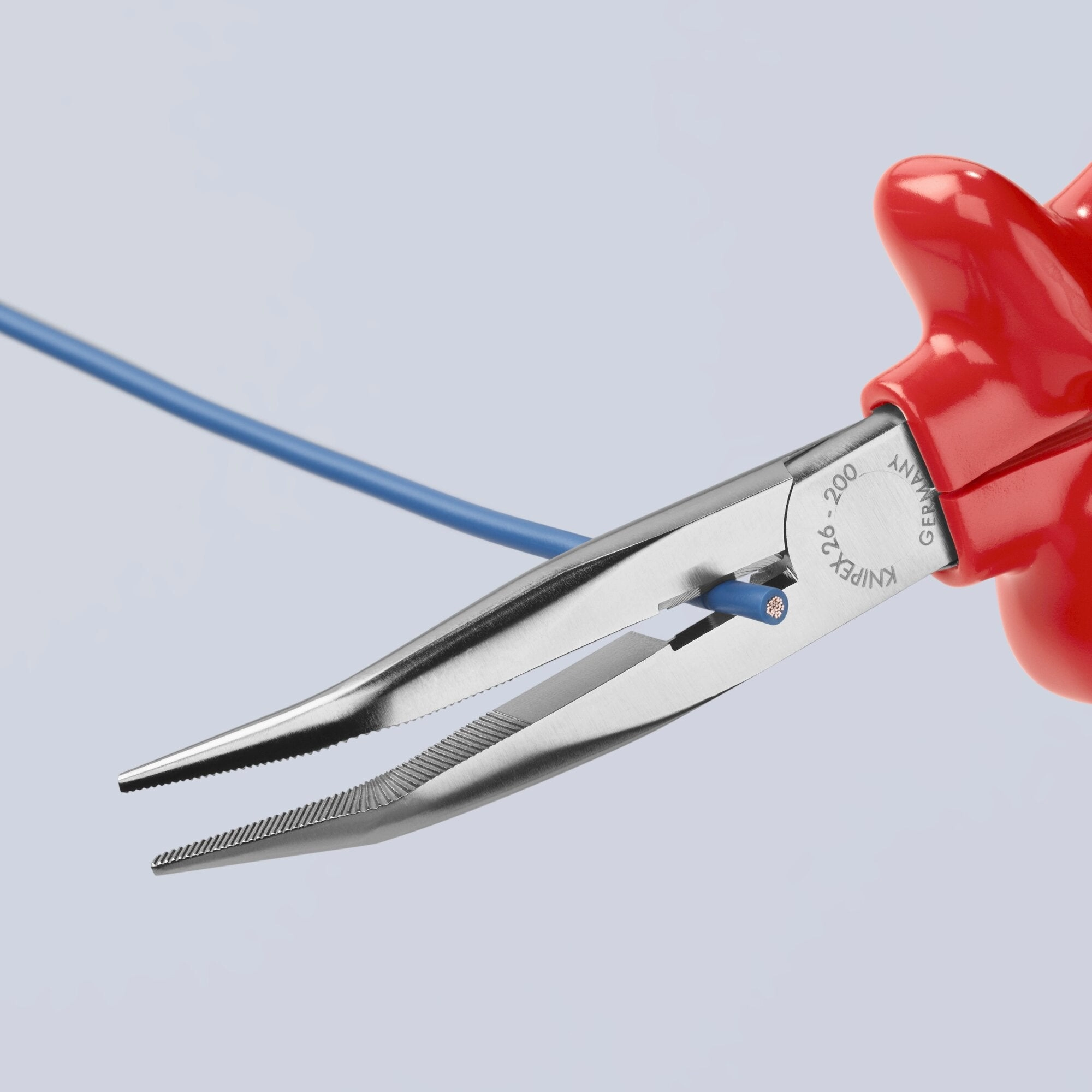 Knipex 26 27 200 8" Long Nose 40 Angled Pliers with Cutter-1000V Insulated