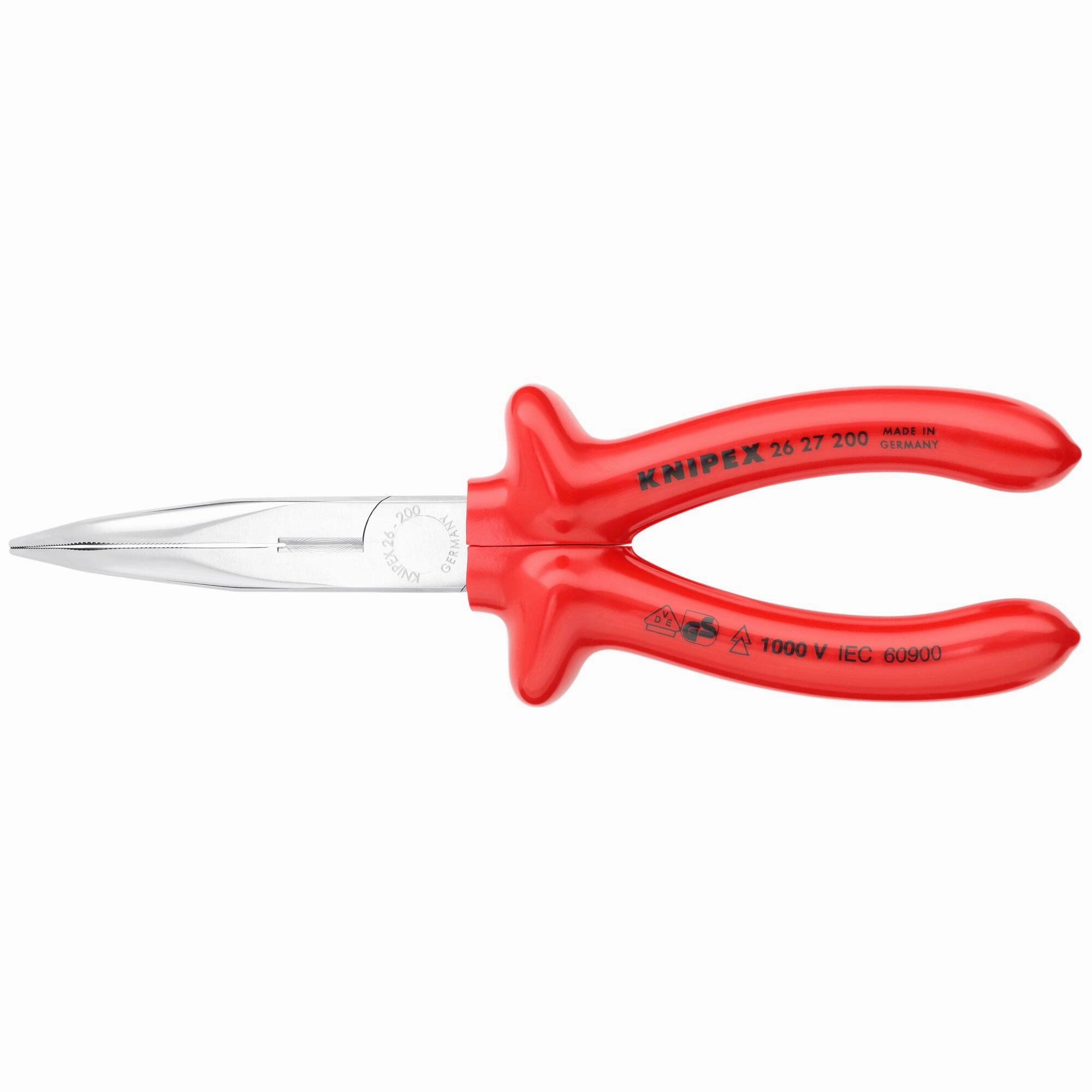Knipex 26 27 200 8" Long Nose 40 Angled Pliers with Cutter-1000V Insulated