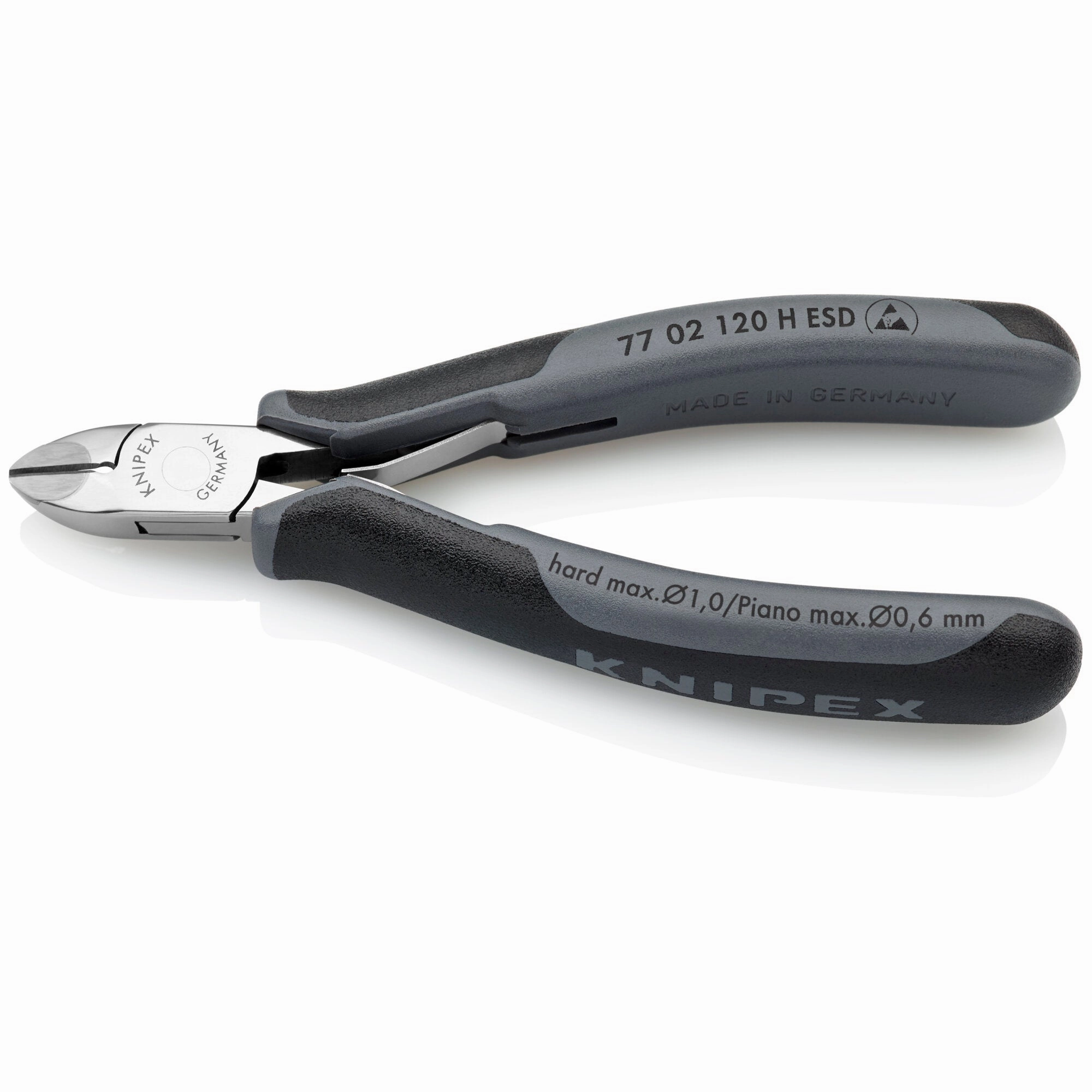 Knipex 77 02 120 H ESD 4 3/4" Electronics Diagonal Cutters-Carbide Metal Cutting Edges-ESD Handles