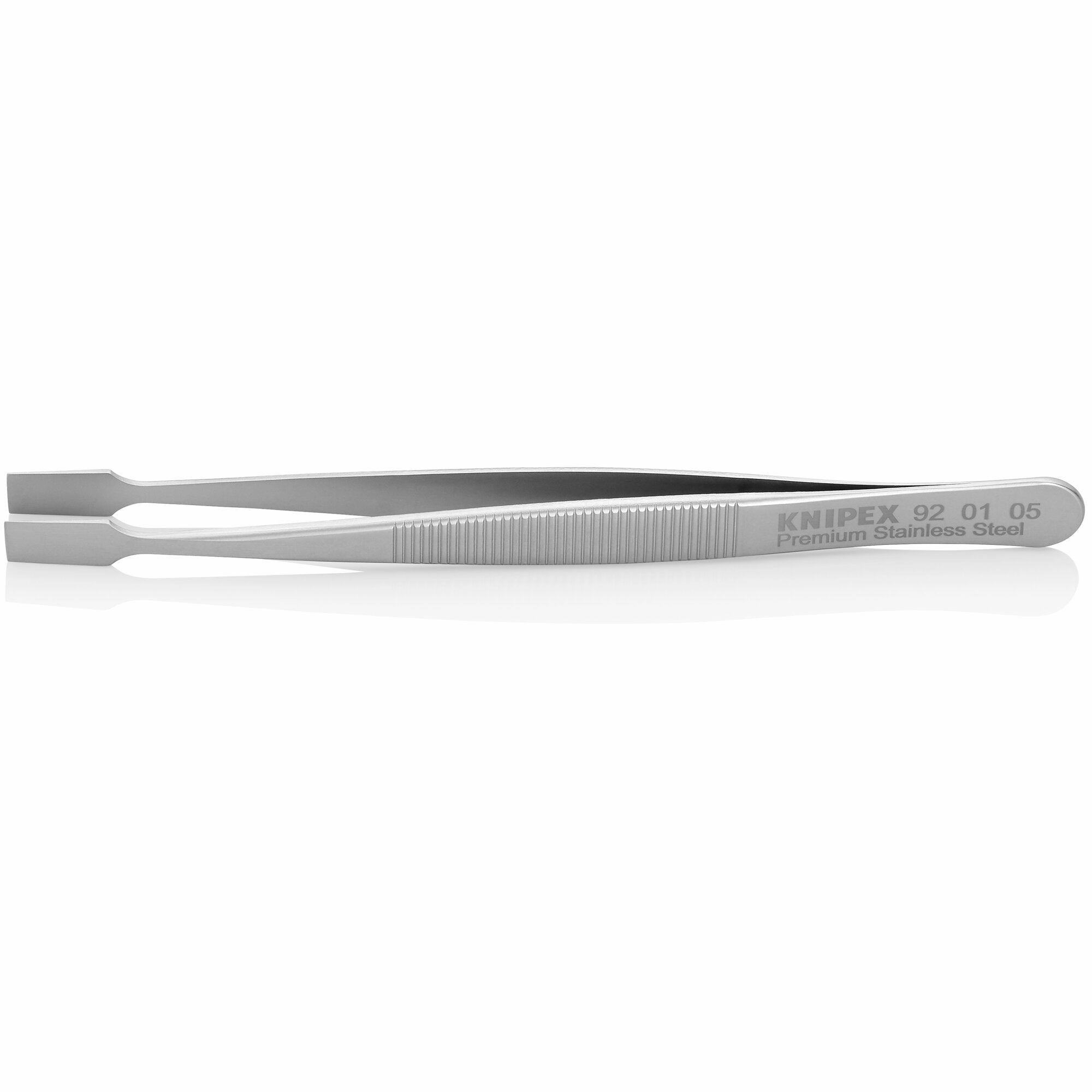 Knipex 92 01 05 4 3/4" Premium Stainless Steel Gripping Tweezers-Blunt Tips