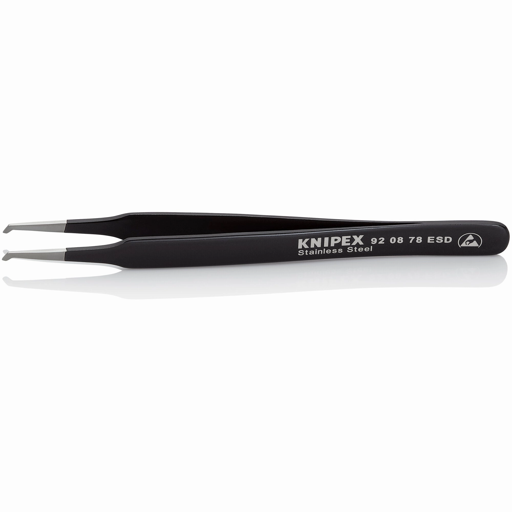 Knipex 92 08 78 ESD 4 3/4" Stainless Steel Positioning Tweezers--90 Angled-ESD-SMD