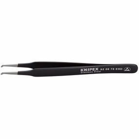 Knipex 92 08 78 ESD 4 3/4" Stainless Steel Positioning Tweezers--90 Angled-ESD-SMD