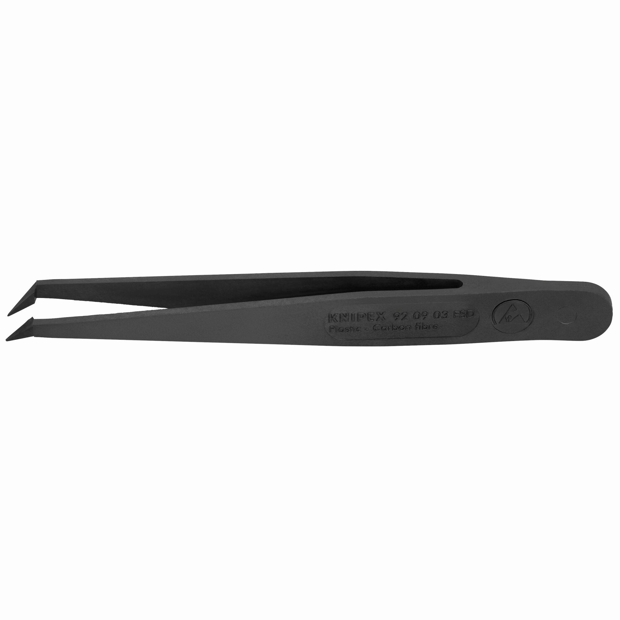 Knipex 92 09 03 ESD 4 1/2" Plastic Gripping Tweezers-Pointed Tips--90 Angled-ESD