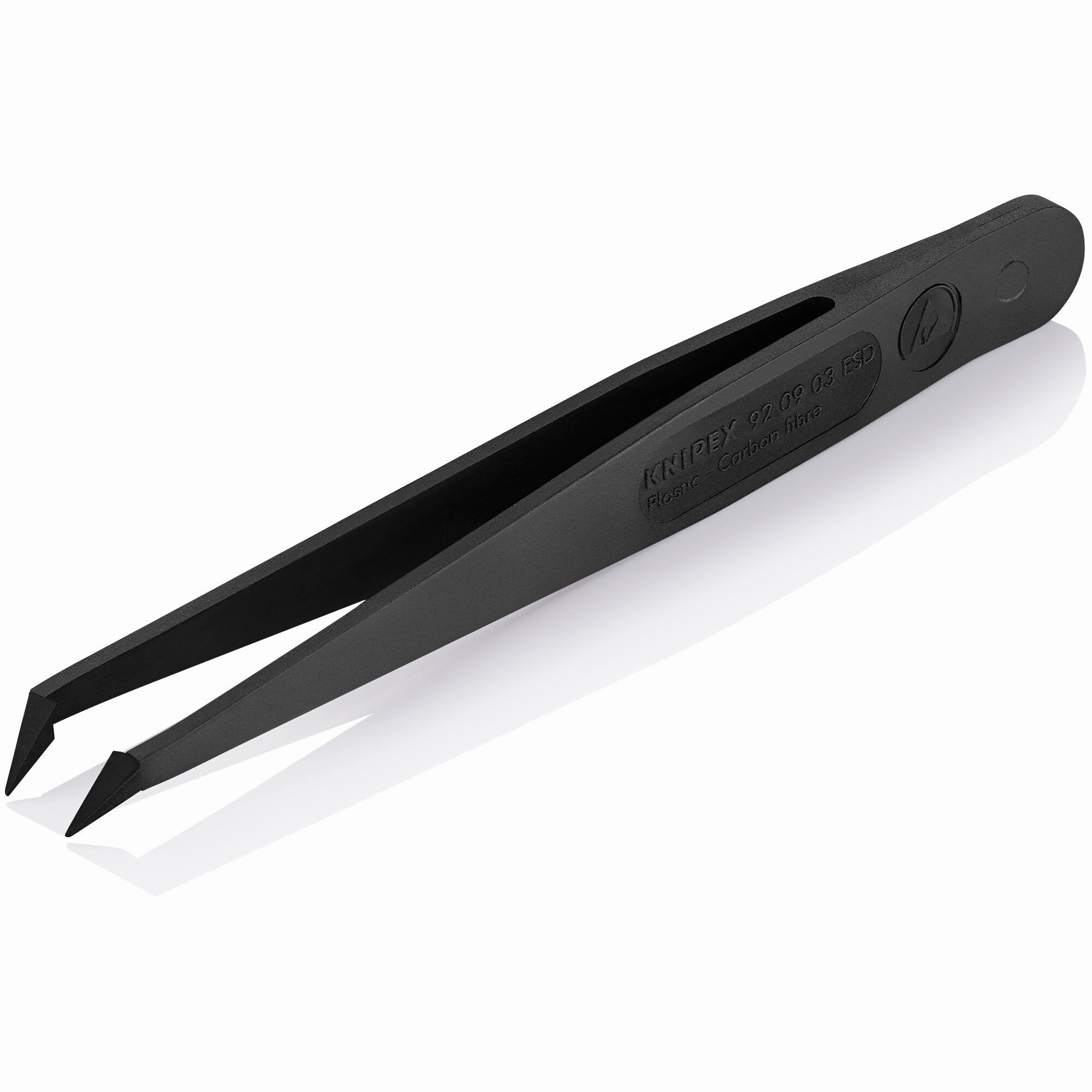 Knipex 92 09 03 ESD 4 1/2" Plastic Gripping Tweezers-Pointed Tips--90 Angled-ESD