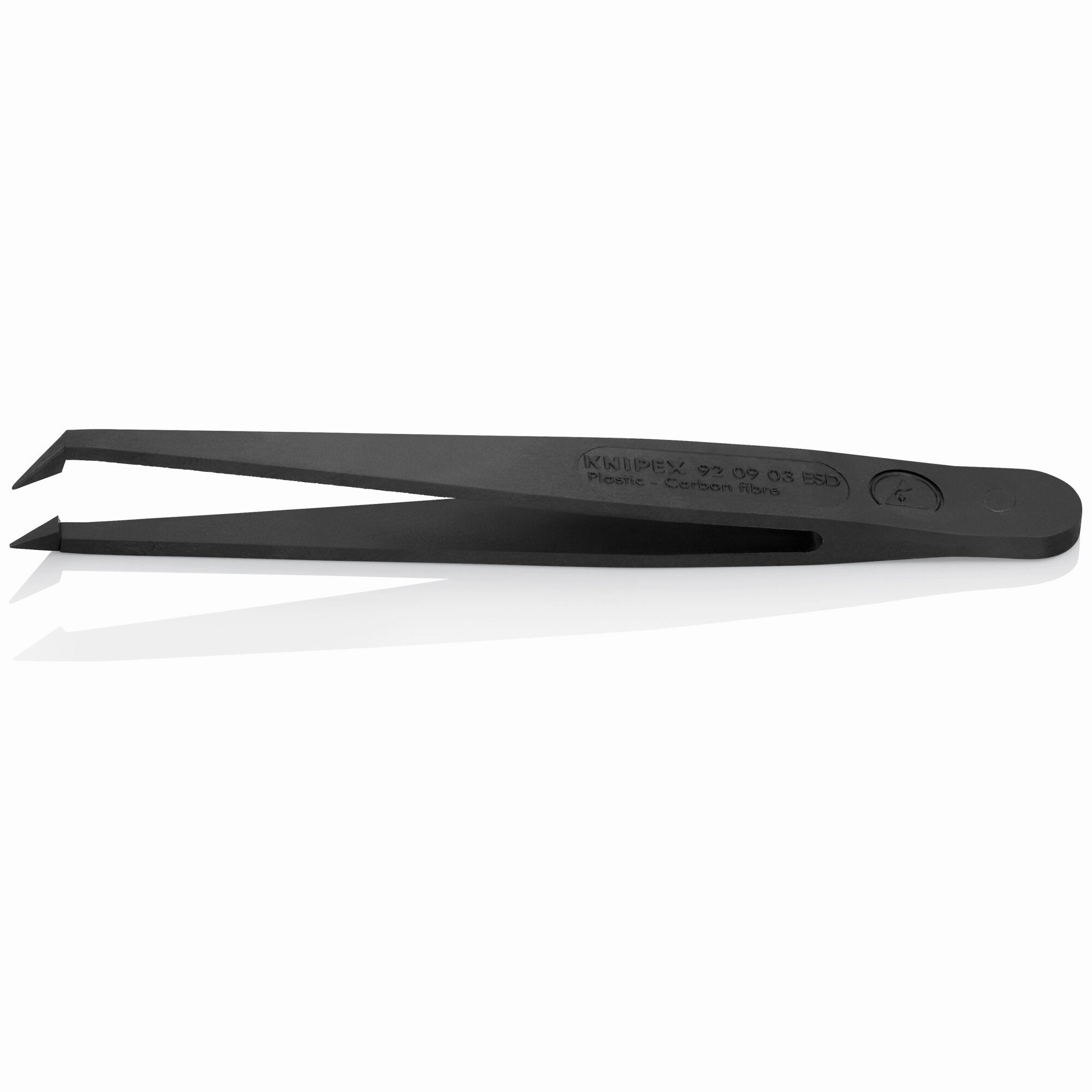 Knipex 92 09 03 ESD 4 1/2" Plastic Gripping Tweezers-Pointed Tips--90 Angled-ESD