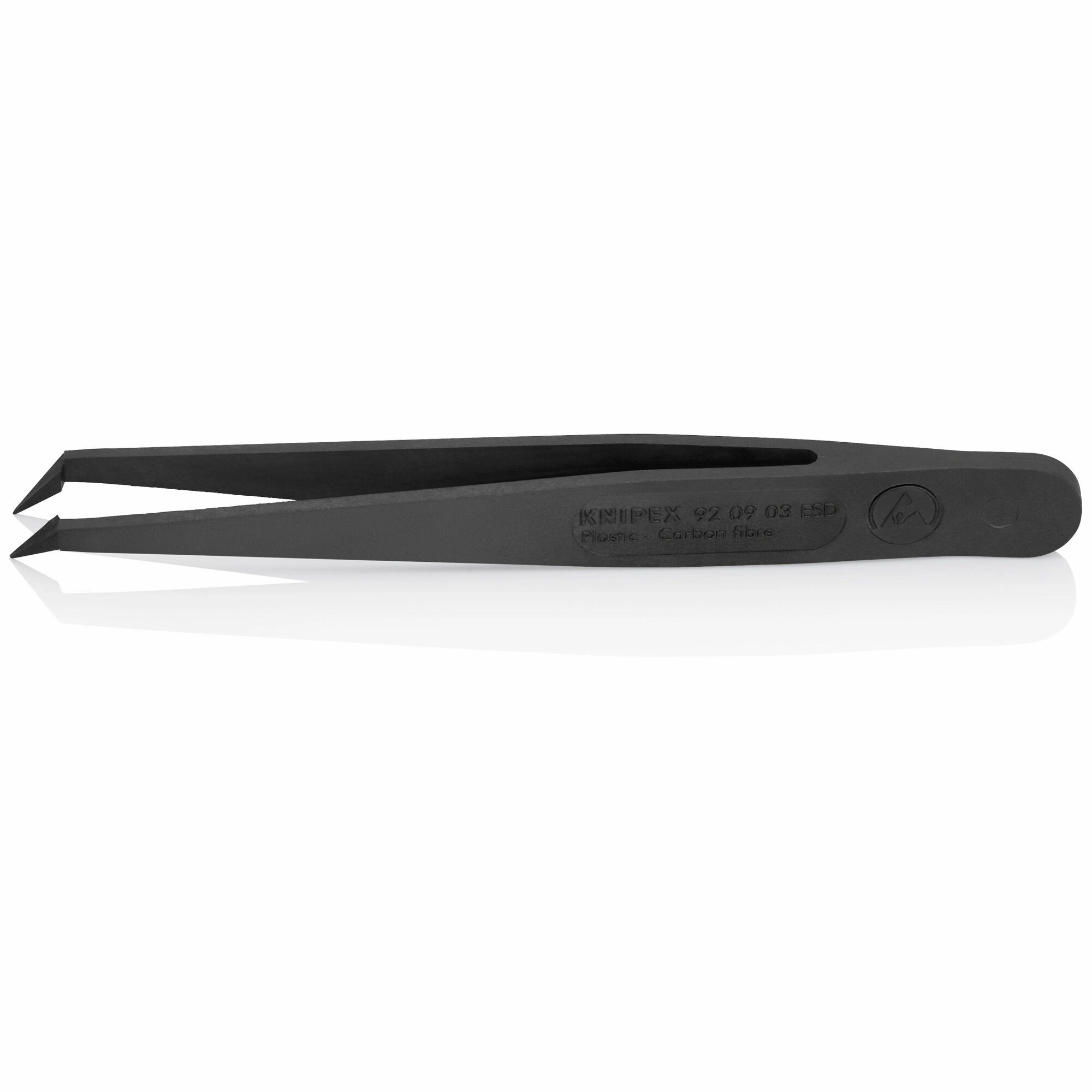 Knipex 92 09 03 ESD 4 1/2" Plastic Gripping Tweezers-Pointed Tips--90 Angled-ESD