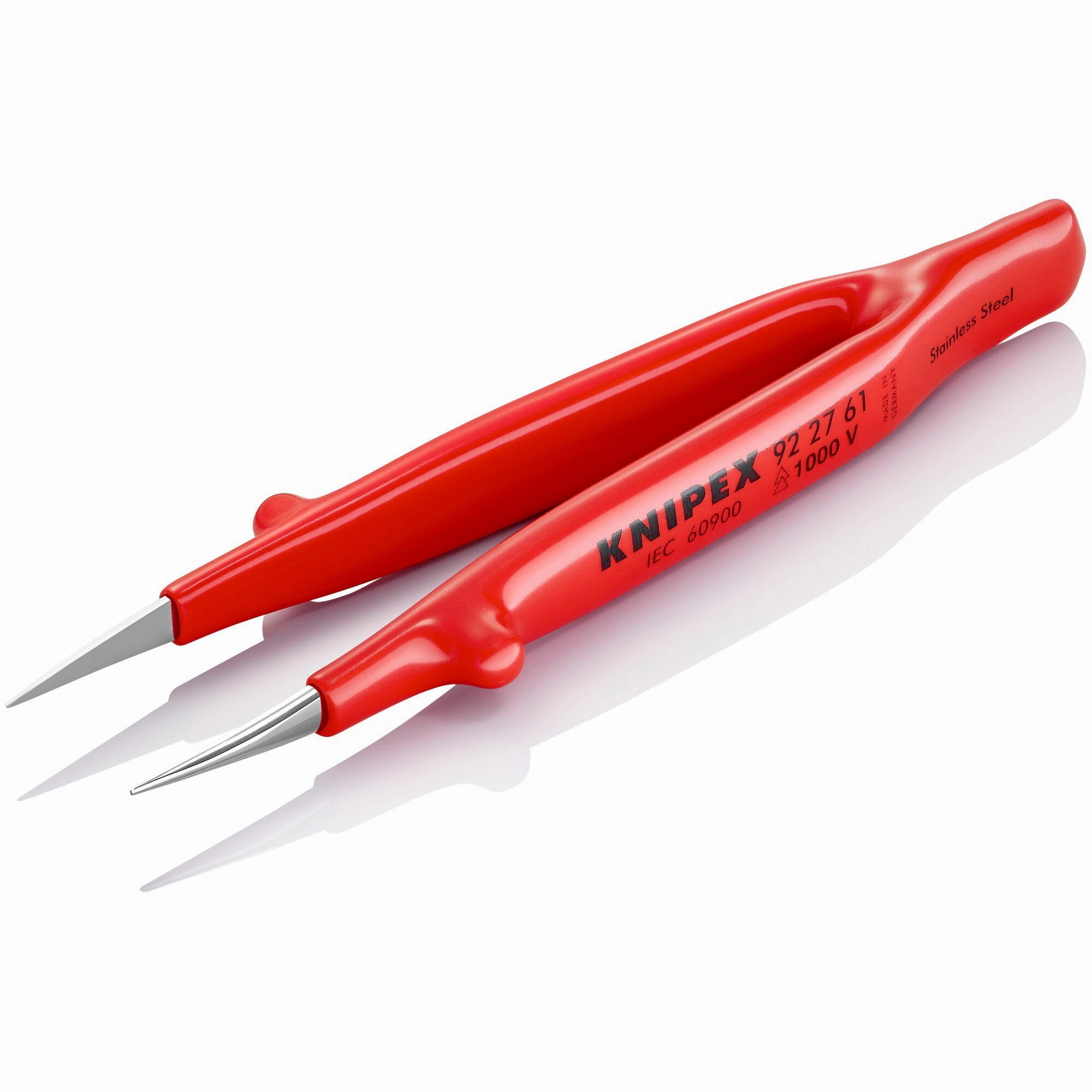 Knipex 92 27 61 5 1/4" Stainless Steel Gripping Tweezers-Pointed Tips-1000V Insulated