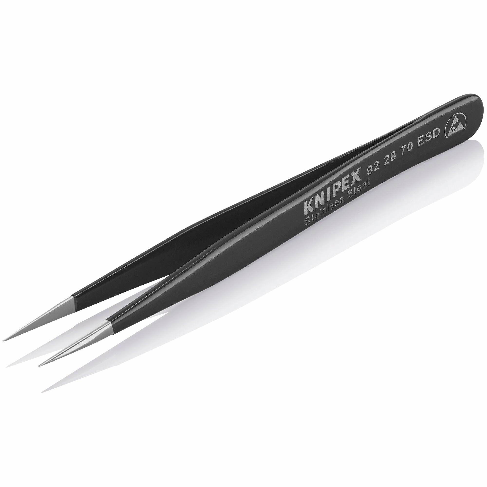 Knipex 92 28 70 ESD 4 1/2" Stainless Steel Gripping Tweezers-Needle-Point Tips-ESD