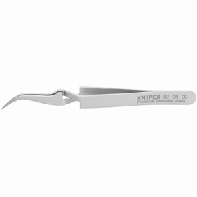 Knipex 92 91 03 4 1/2" Premium Stainless Steel Cross-Over Gripping Tweezers-45Angled-Needle-Point Tips