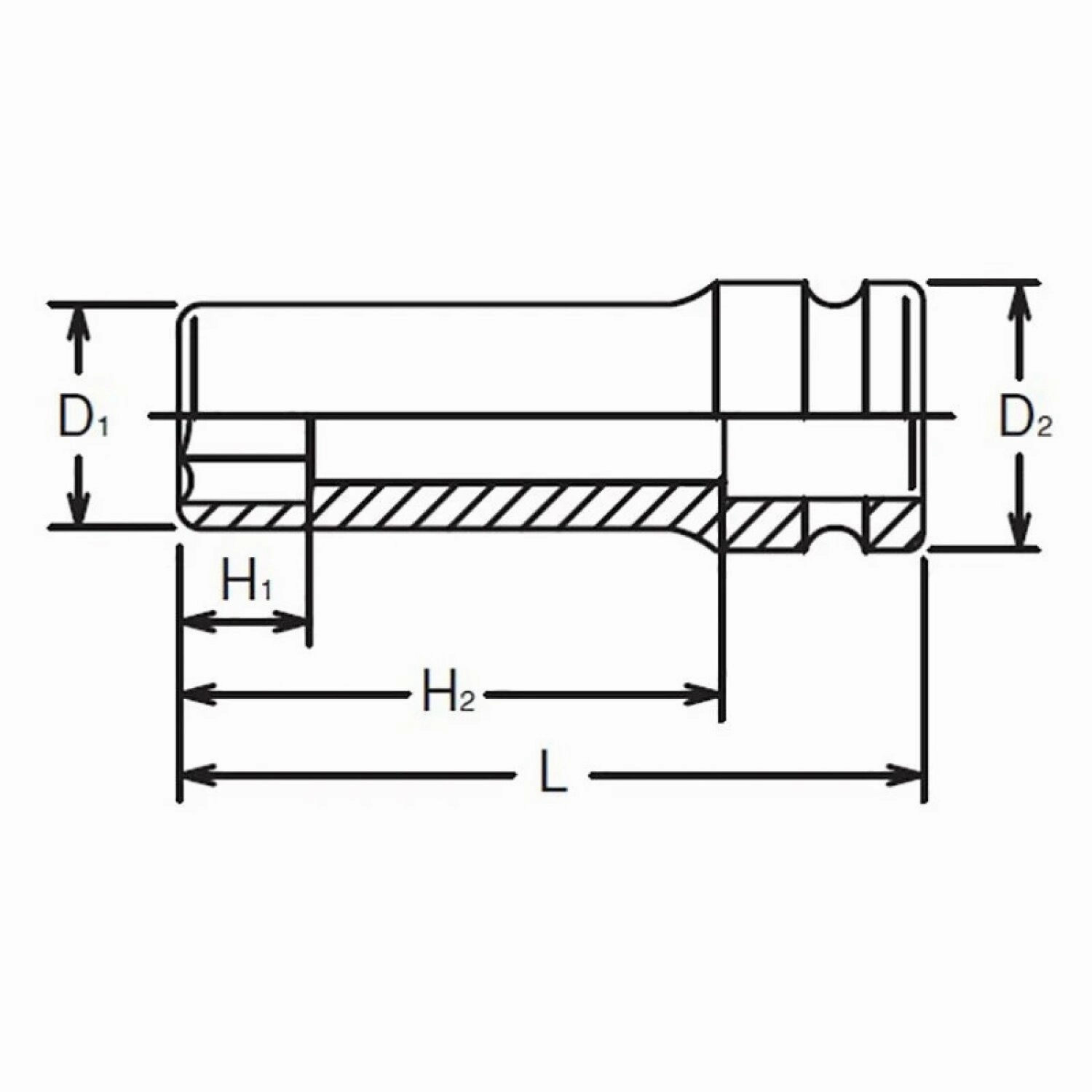 Ko-ken 14301M-12 1/2 Sq. Dr. Socket 12mm 6 point Length 80mm
