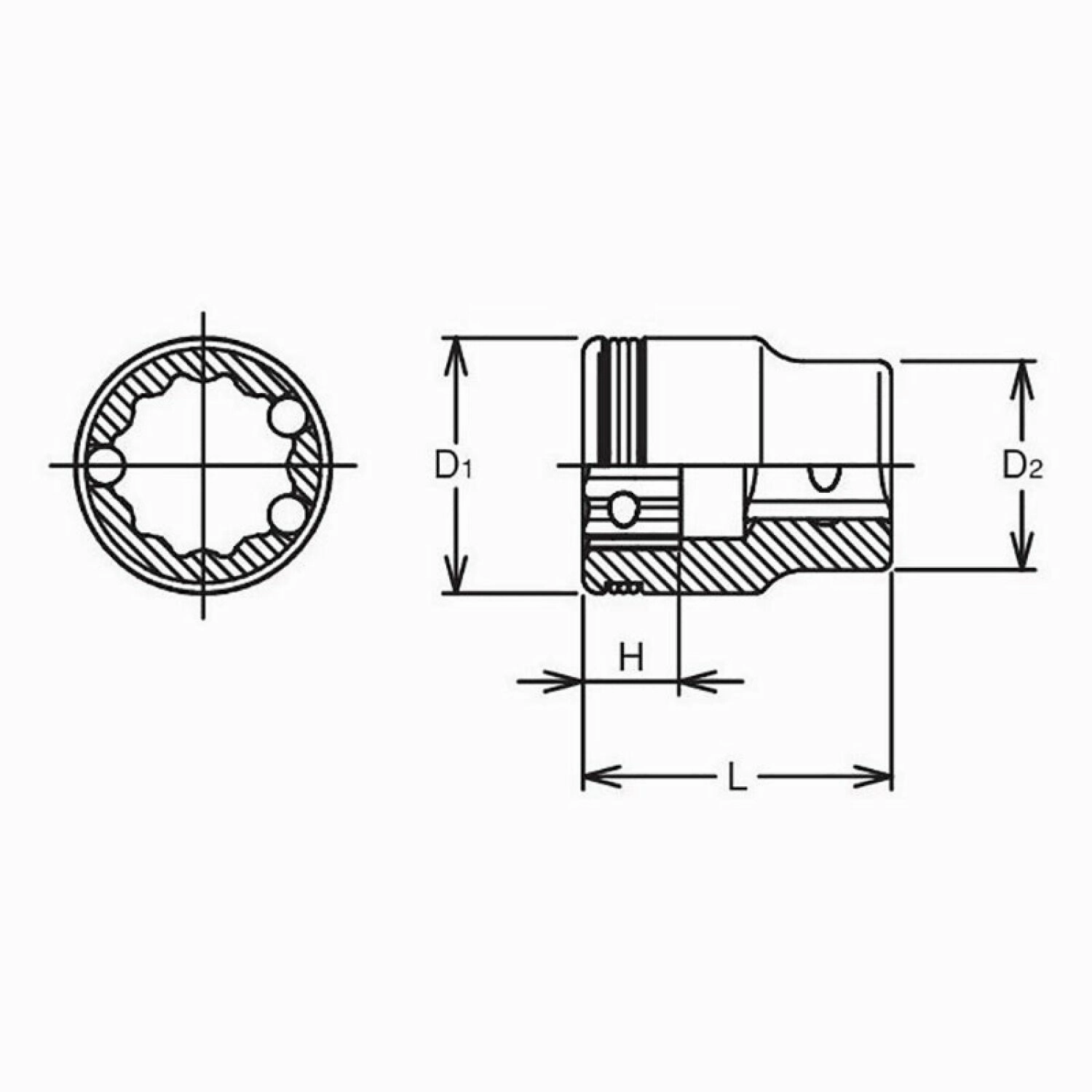 Ko-ken 2455AS-3/8 1/4 Sq. Dr. 12 point Short SAE Nut Grip Socket - 3/8