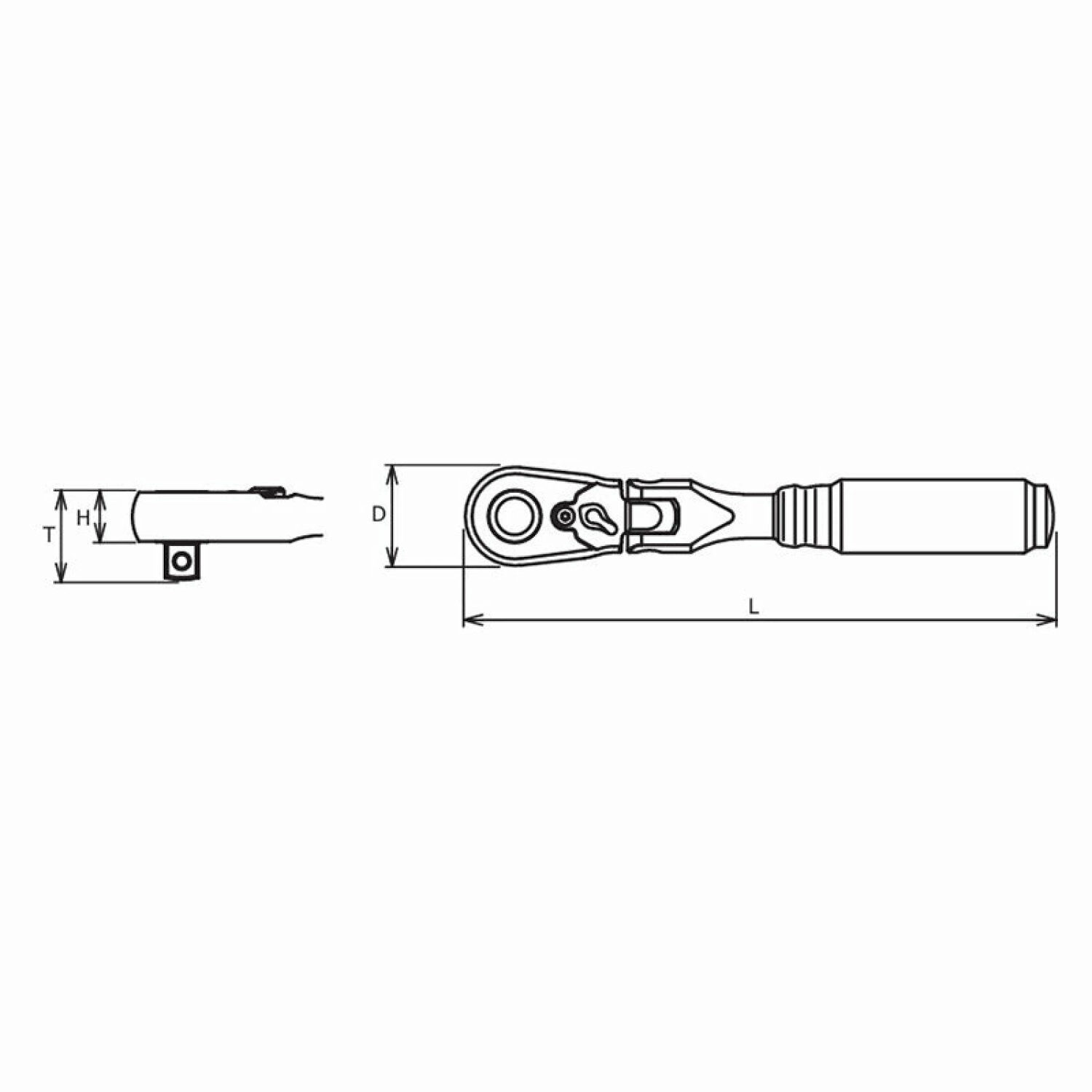 Ko-ken 2726ZB-3/8 1/4" Body 3/8" Sq. Dr. Ratchet Handle 72 teeth Flexible Head Length 114mm