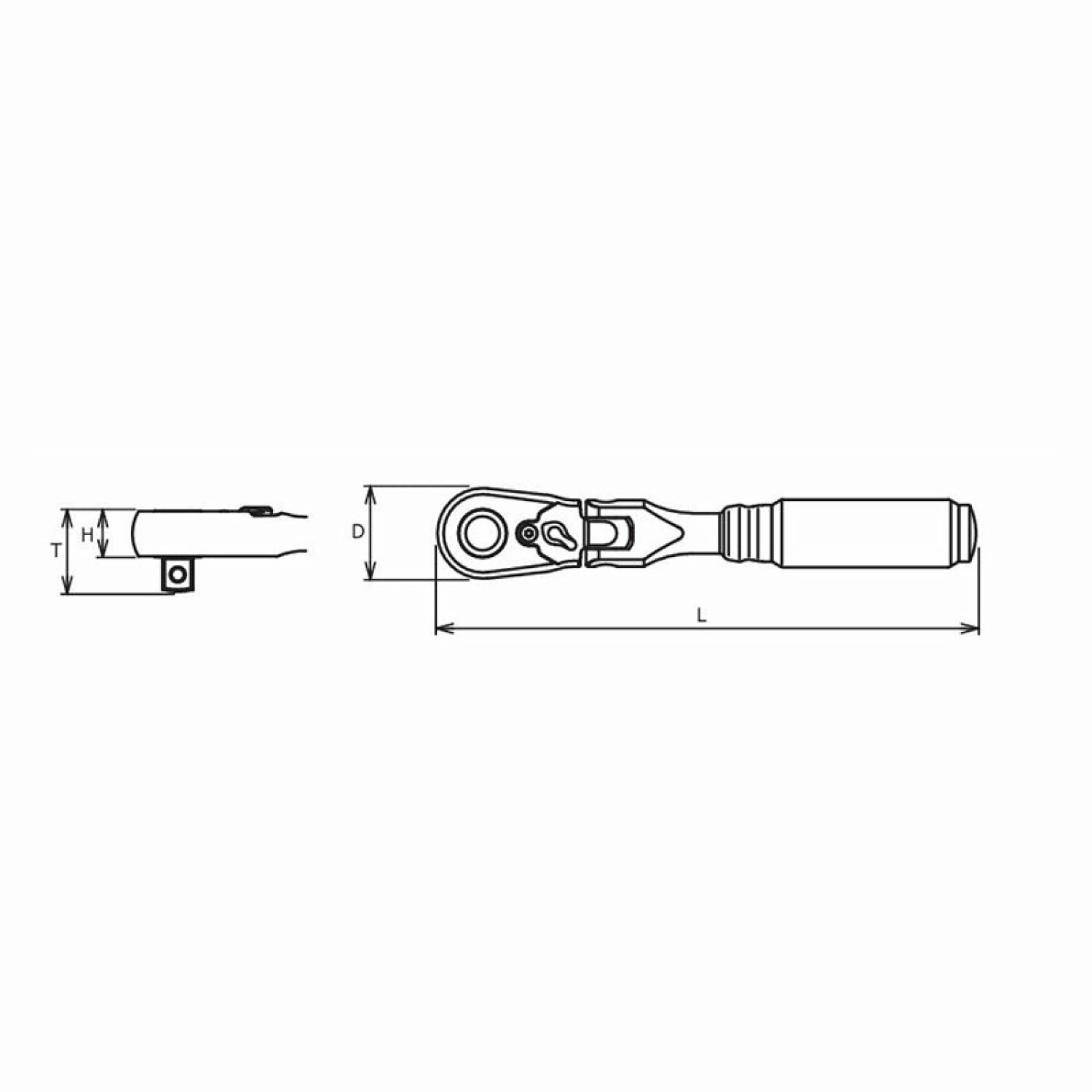 Ko-ken 3726ZB 3/8" Sq.Dr. Ratchet Handle 72 teeth Flexible Head Length 178mm