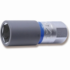 Ko-Ken 4300PMZ.65-17 1/2 In Sq. Dr. Wheel Nut Socket 17mm Extra Thin walled Length 65mm Color coded Protector