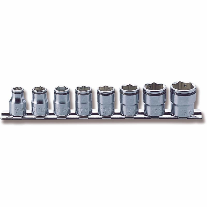 Ko-Ken RS3450M/8 Socket set 8mm-19mm Nut Grip 200mm 8 pieces 3/8 Sq. Drive
