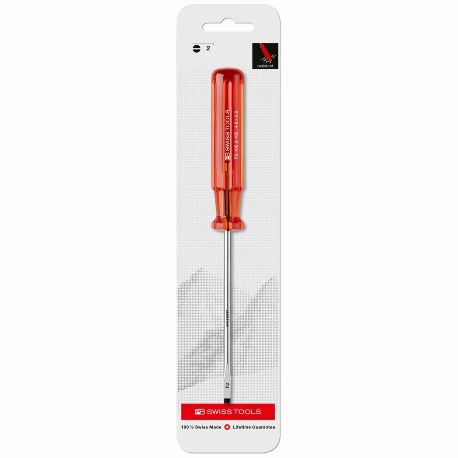 PB Swiss PB 100.2-100 Slotted Classic screwdrivers, 4.0mm x 0.6mm