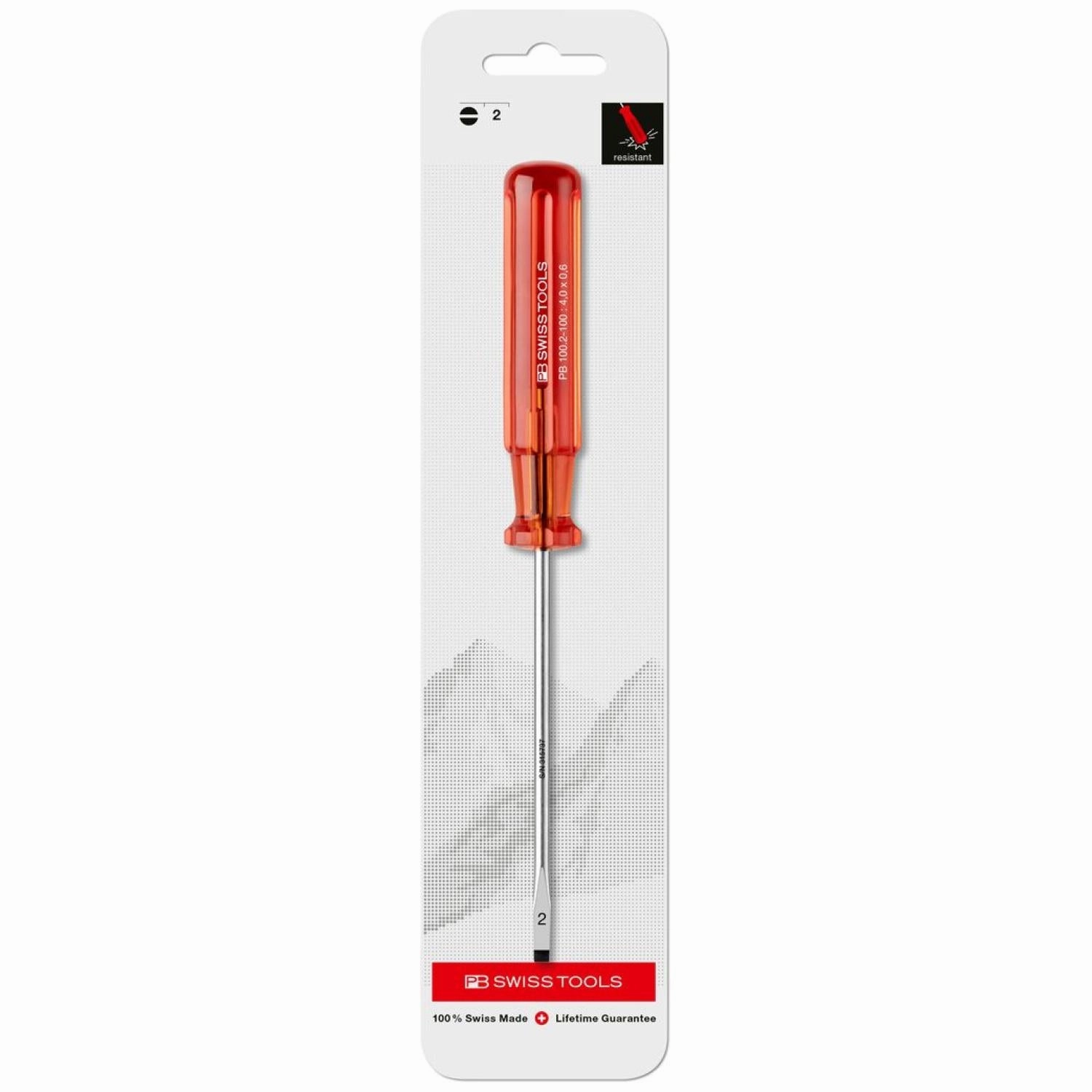 PB Swiss PB 100.2-100 Slotted Classic screwdrivers, 4.0mm x 0.6mm