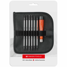 PB Swiss PB 513 Screwdrivers, Set with Telescopic Handle and Duplex Interchangeable Blades in a Compact Roll-Up Case