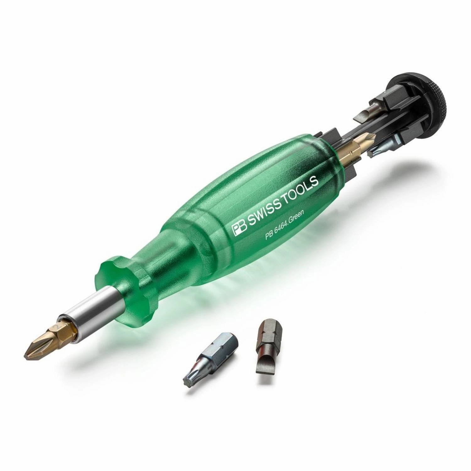 PB Swiss PB 6464.Green Bit Holding Screwdriver with Magazine, Slotted, Phillips, TORX, 9 Pcs