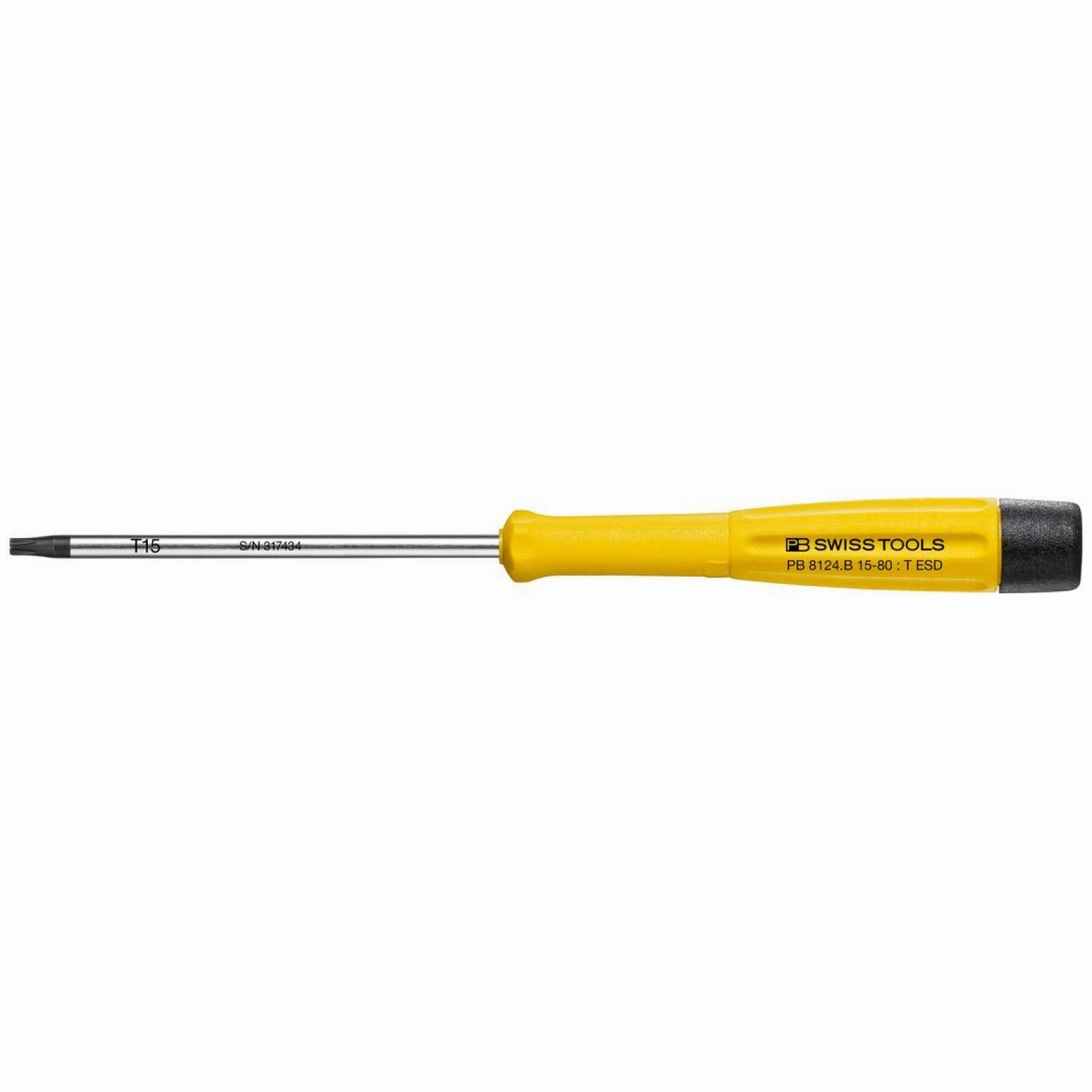 PB Swiss PB 8124.B 15-80 ESD ESD Electronics Screwdriver for TORX Screws T15, L - 173 mm