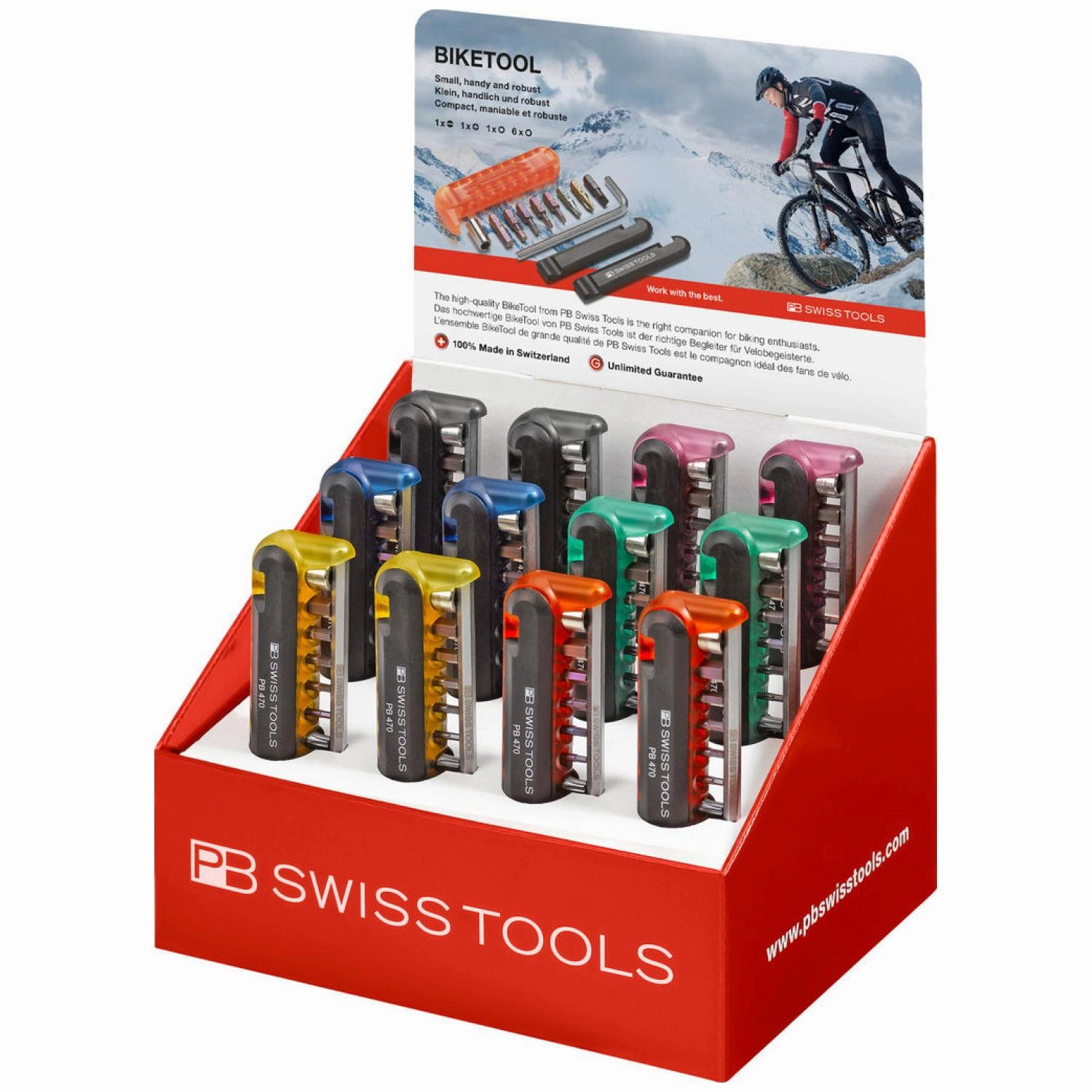 PB Swiss Tools PB 470.POS COL BikeTool: Pocket Tool With 9 Screwdriving Tools