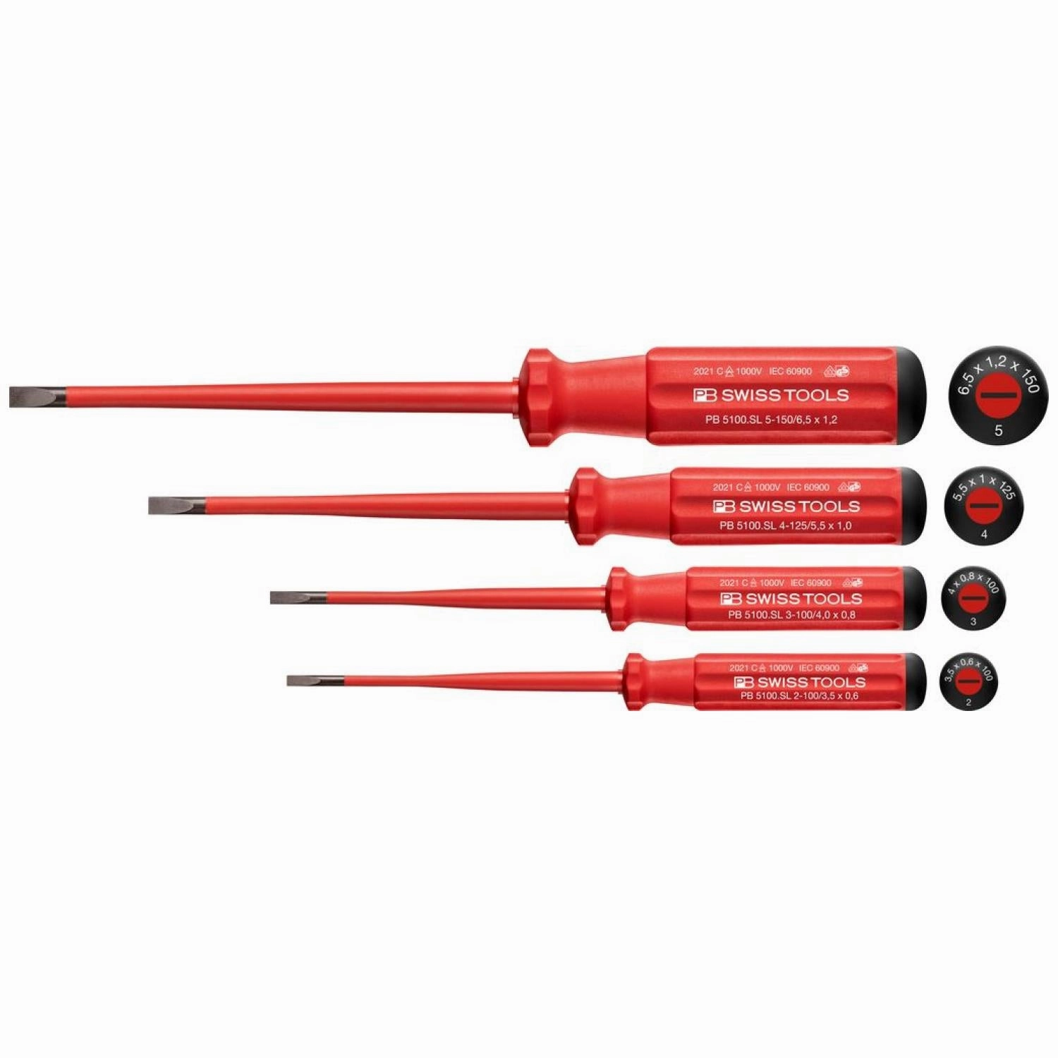 PB Swiss Tools PB 5538.SL Classic VDE Insulated Screwdriver Set, Slim, 4 Pcs