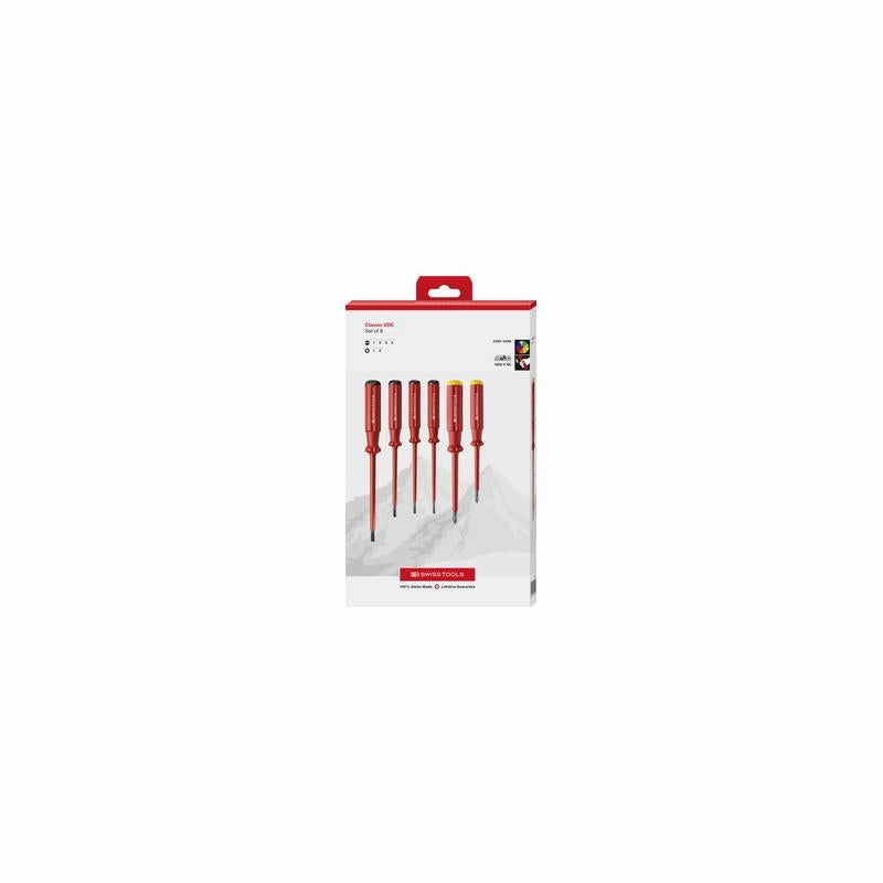 PB Swiss Tools PB 5542 Classic VDE Insulated Screwdriver Set, Slim, 6pcs