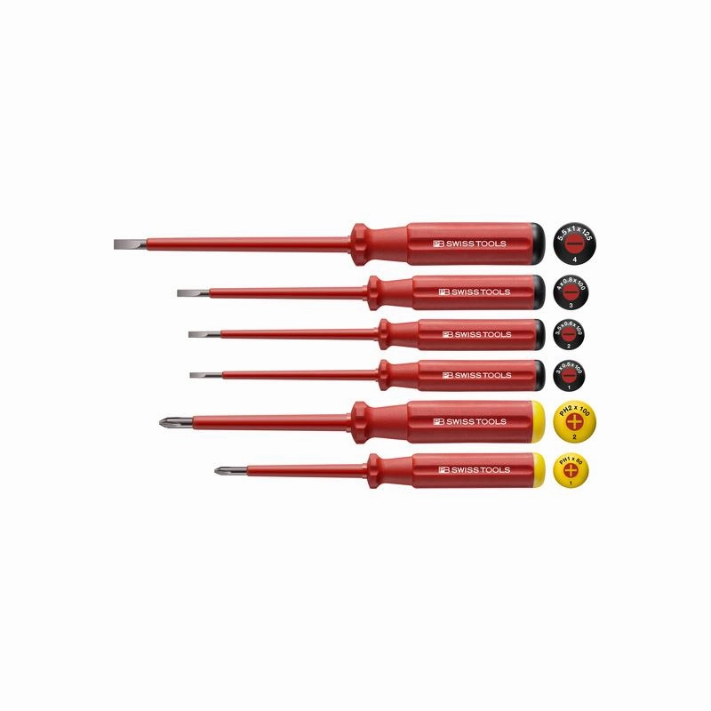 PB Swiss Tools PB 5542 Classic VDE Insulated Screwdriver Set, Slim, 6pcs