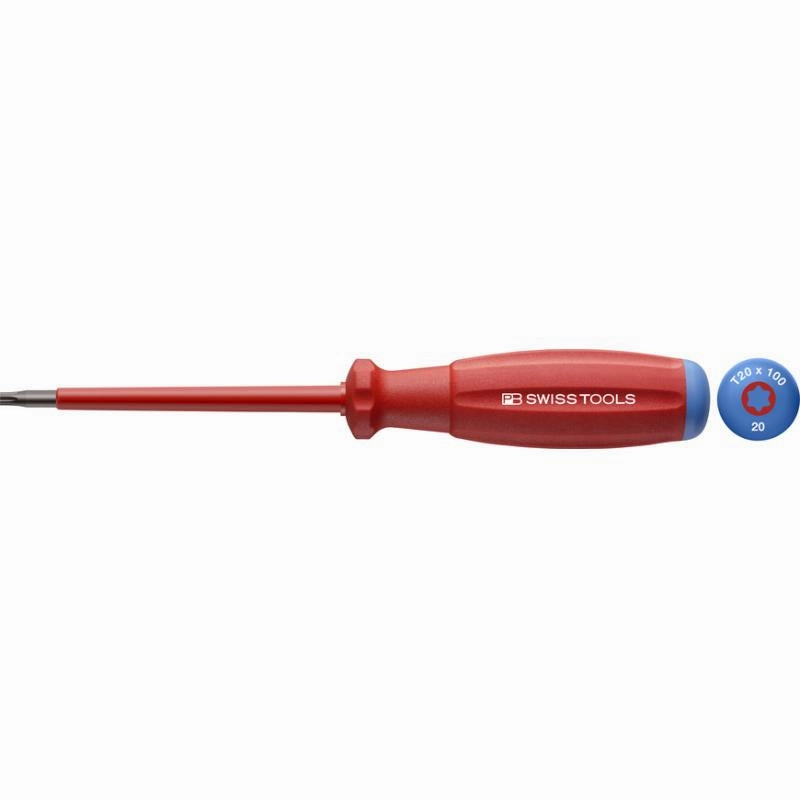 PB Swiss Tools PB 58400.20-100 Torx SwissGrip VDE Screwdriver, T20 x 100mm, Insulated