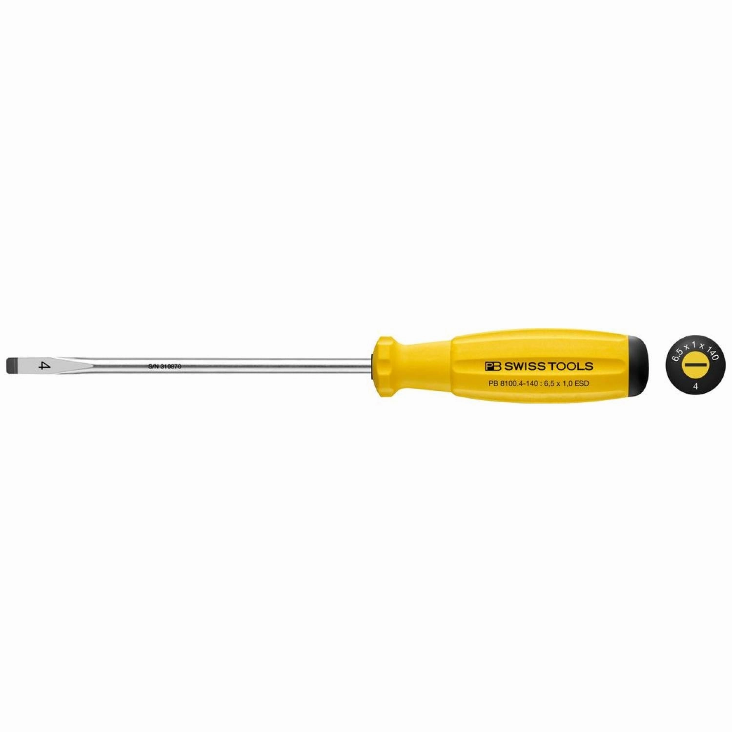 PB Swiss Tools PB 8100.4-140 ESD SwissGrip Screwdriver Slotted ESD - SL4