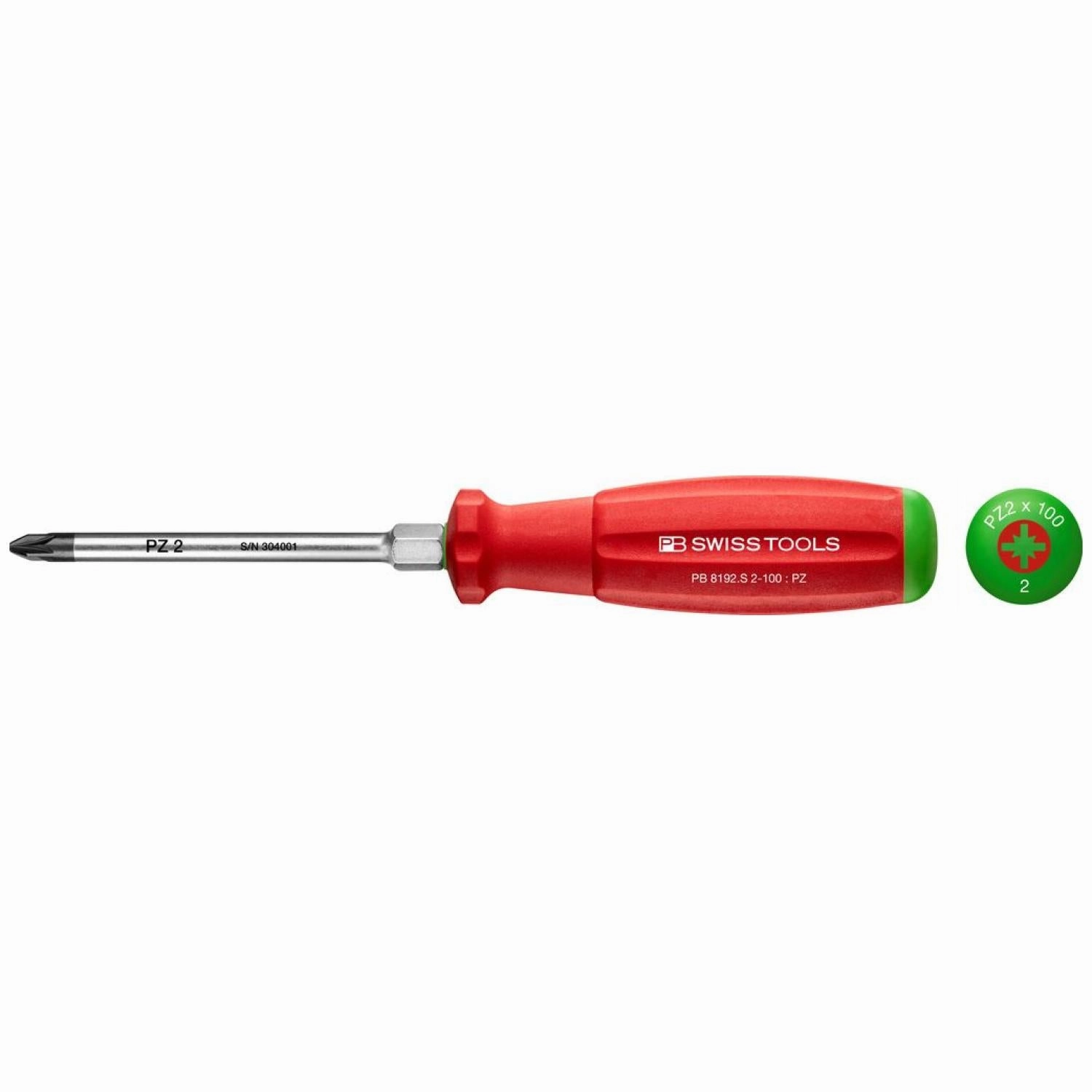 PB Swiss Tools PB 8192.S 2-100 SwissGrip Screwdrivers, Pozidriv, PZ2 x 100mm