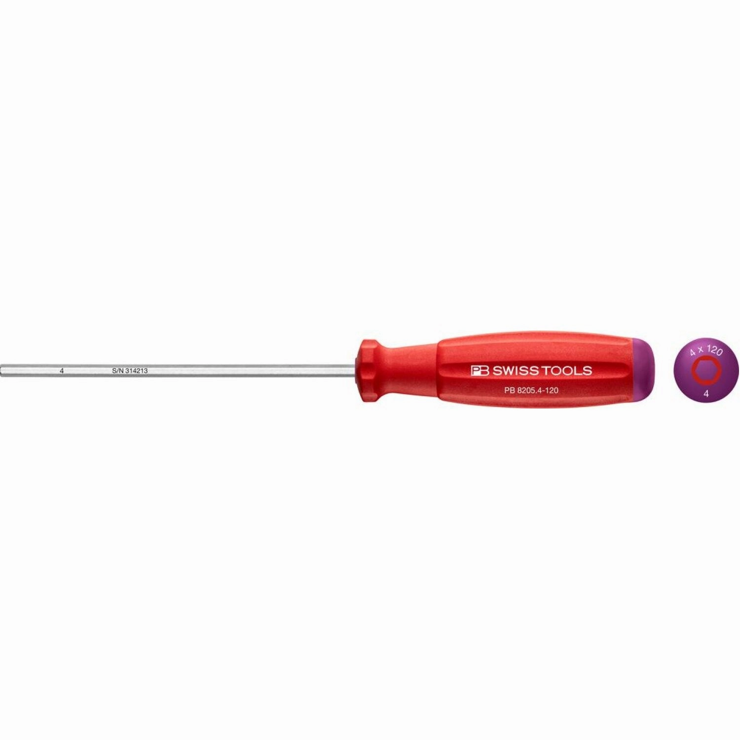 PB Swiss Tools PB 8205.4-120 Hex SwissGrip Screwdrivers, 4 x 120mm
