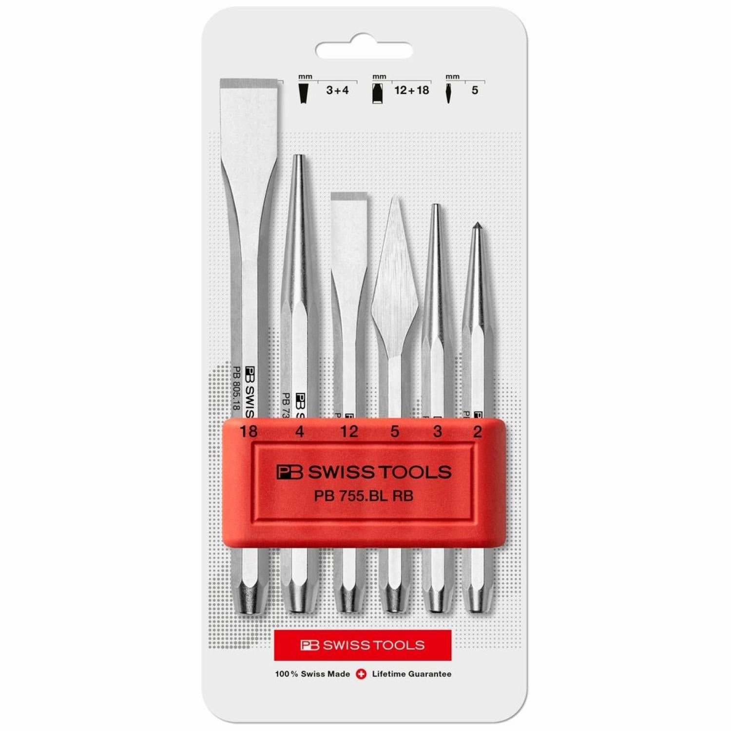 PB Swiss Tools PB 850.B CN Flat And Cross - Cut Chisel Set 6-pieces