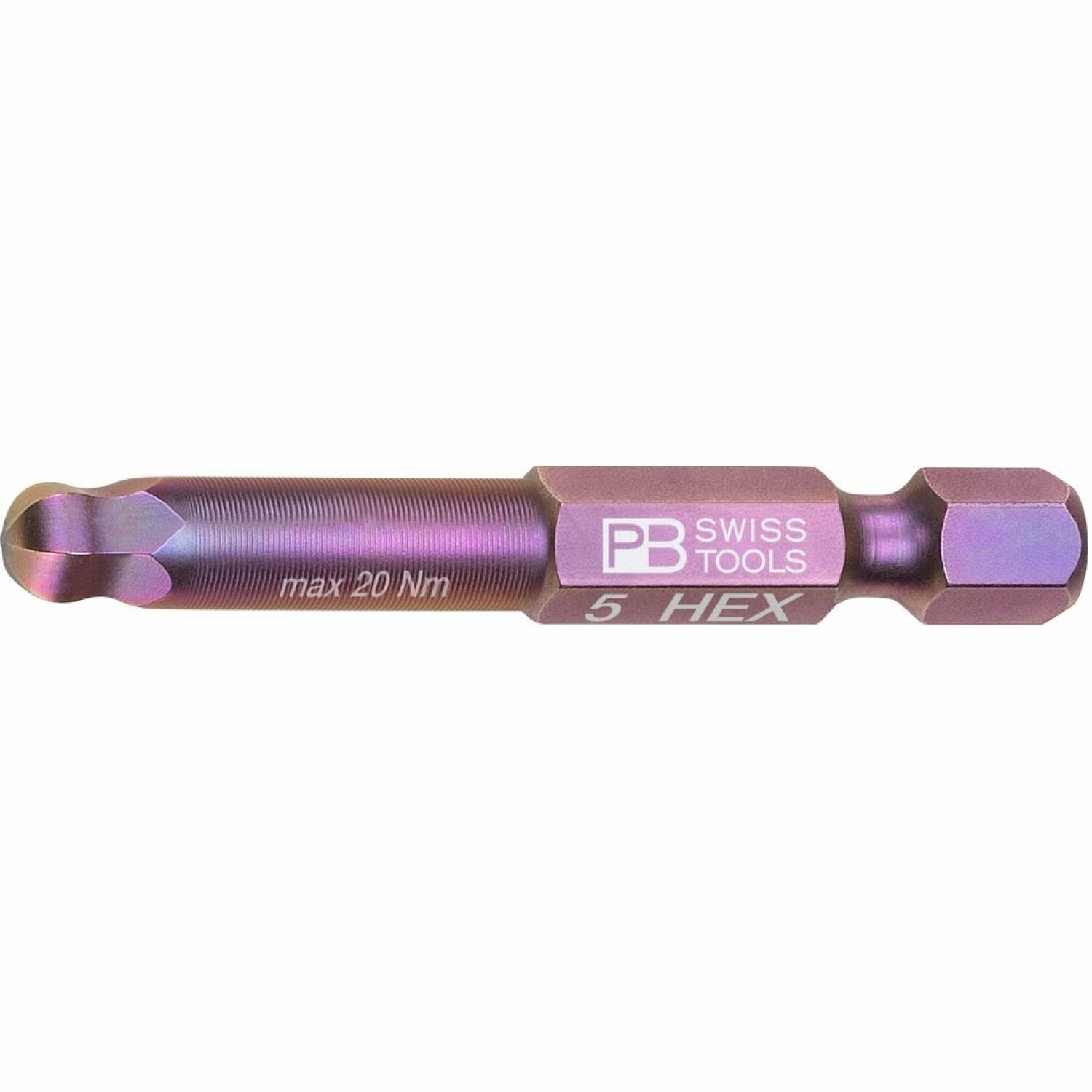 PB Swiss Tools PB E6.212/5 Precisionbit, Shape E 6.3 (1/4), With Ball End